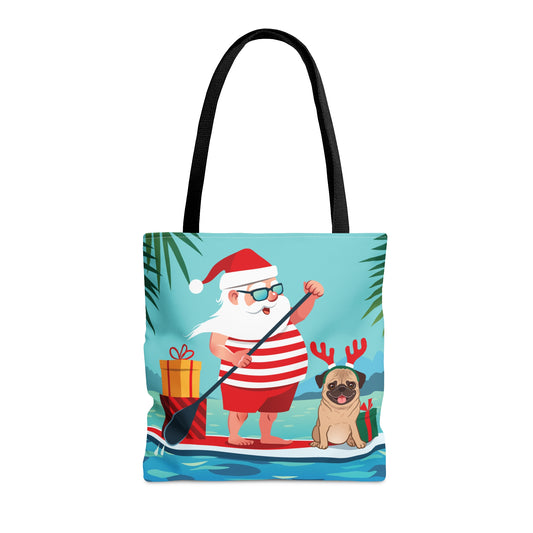 Santa & Pug Holiday Tote Bag - Finleys Online