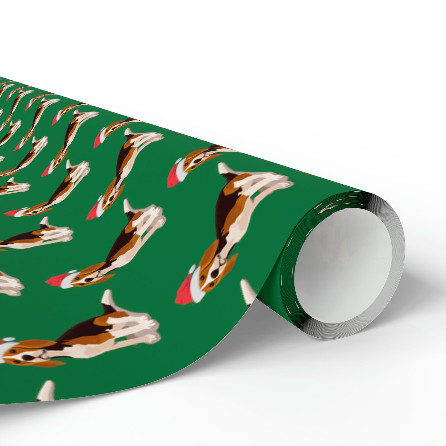 New Sizes: Santa Beagle Green Wrapping Paper - Finleys Online