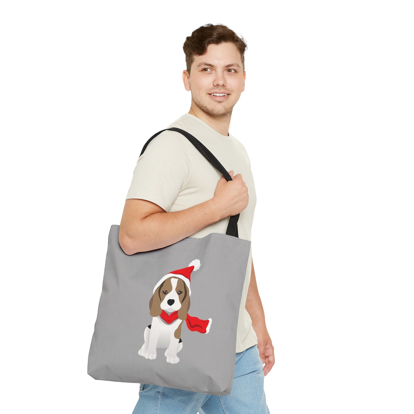 Holiday Beagle Tote - Light Grey - Finleys Online