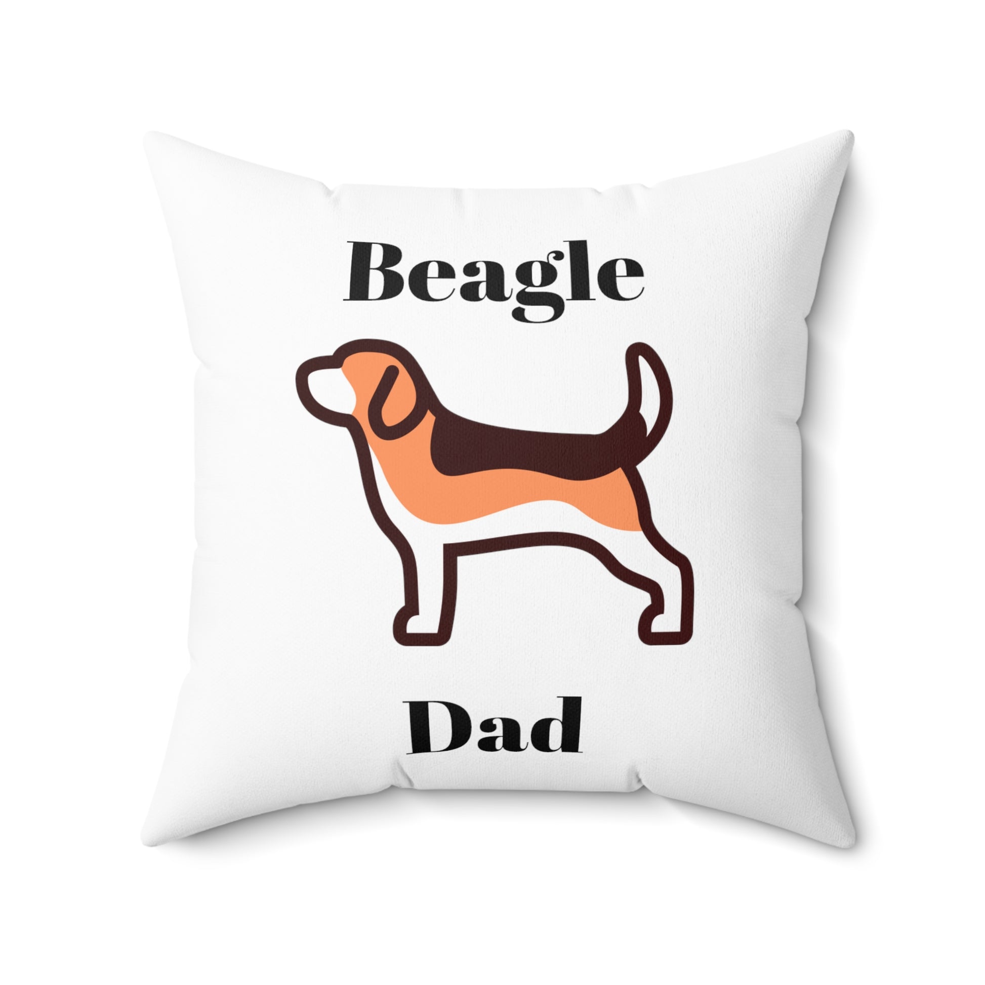 Beagle Dad Spun Polyester Square Pillow - White - Finleys Online