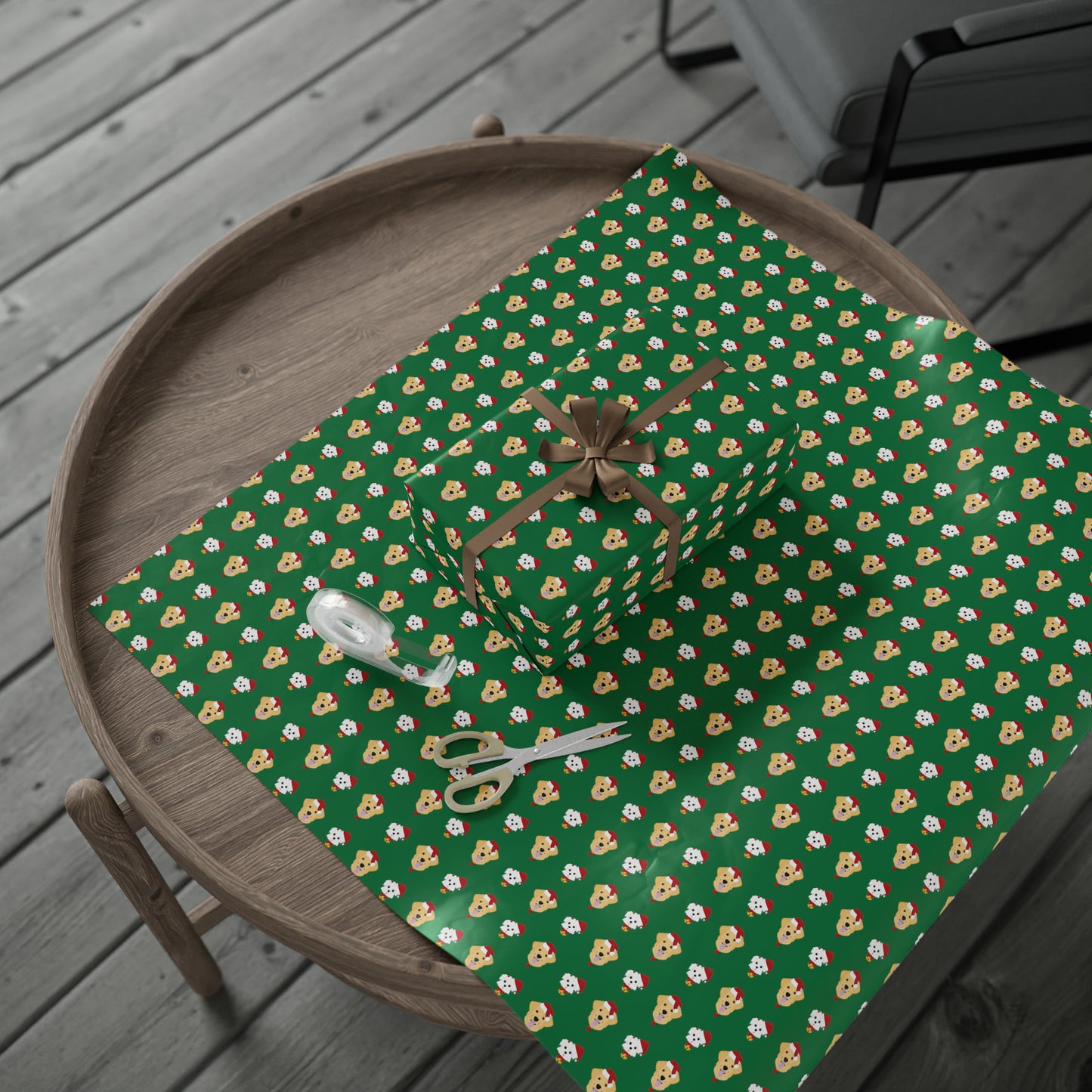 Golden Retriever & Maltipoo Holiday Wrapping Paper - Green - Finleys Online