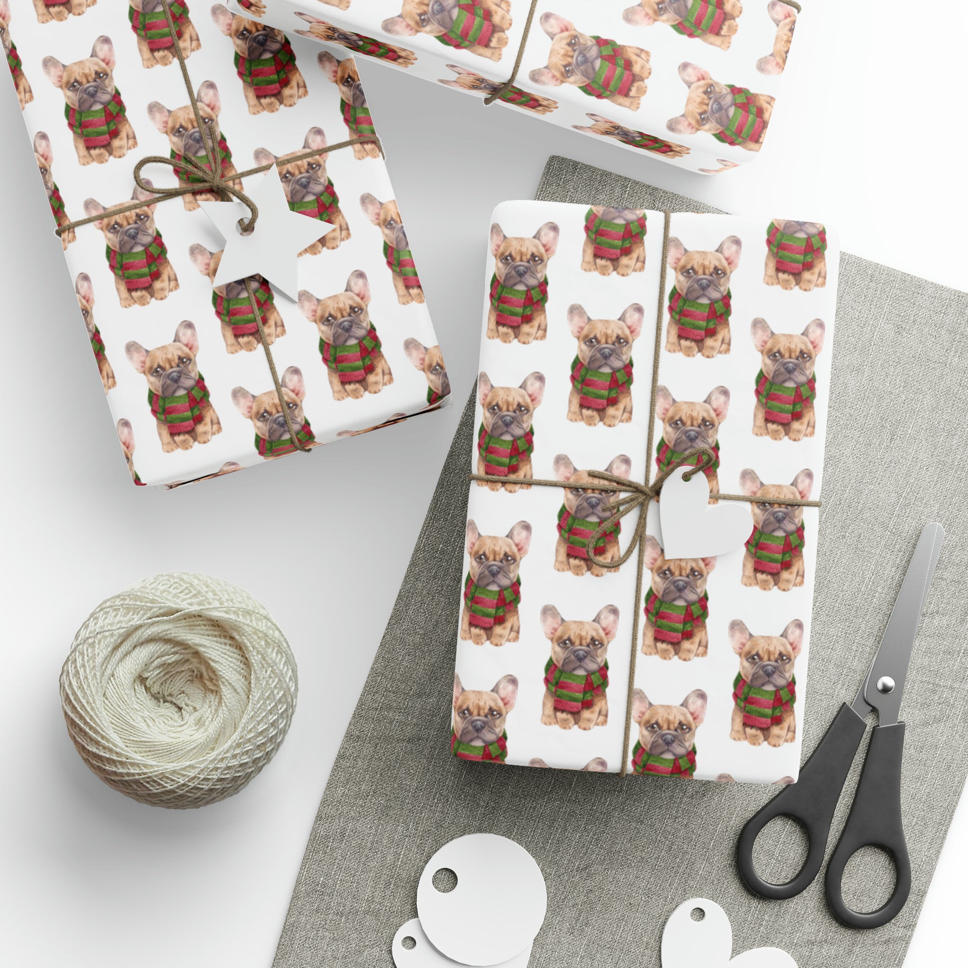 New Sizes: French Bulldog (Frenchie) White Wrapping Paper - Finleys Online