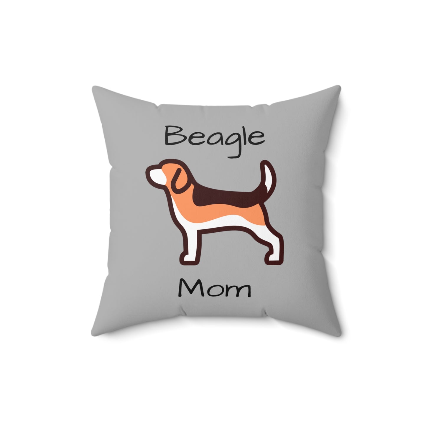 Beagle Mom Spun Polyester Square Pillow - Grey - Finleys Online