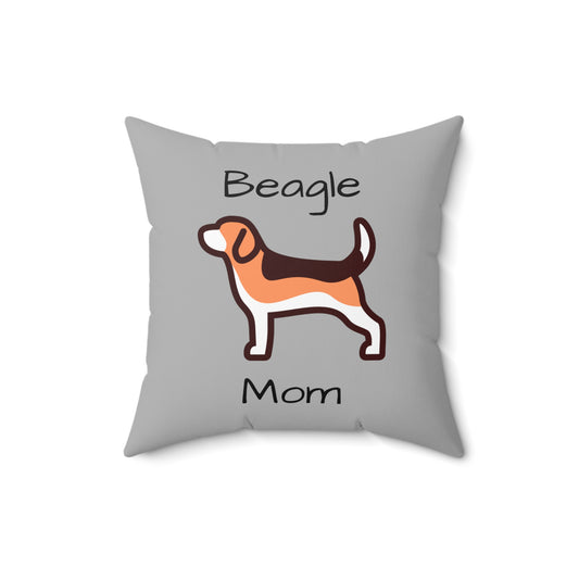 Beagle Mom Spun Polyester Square Pillow - Grey - Finleys Online