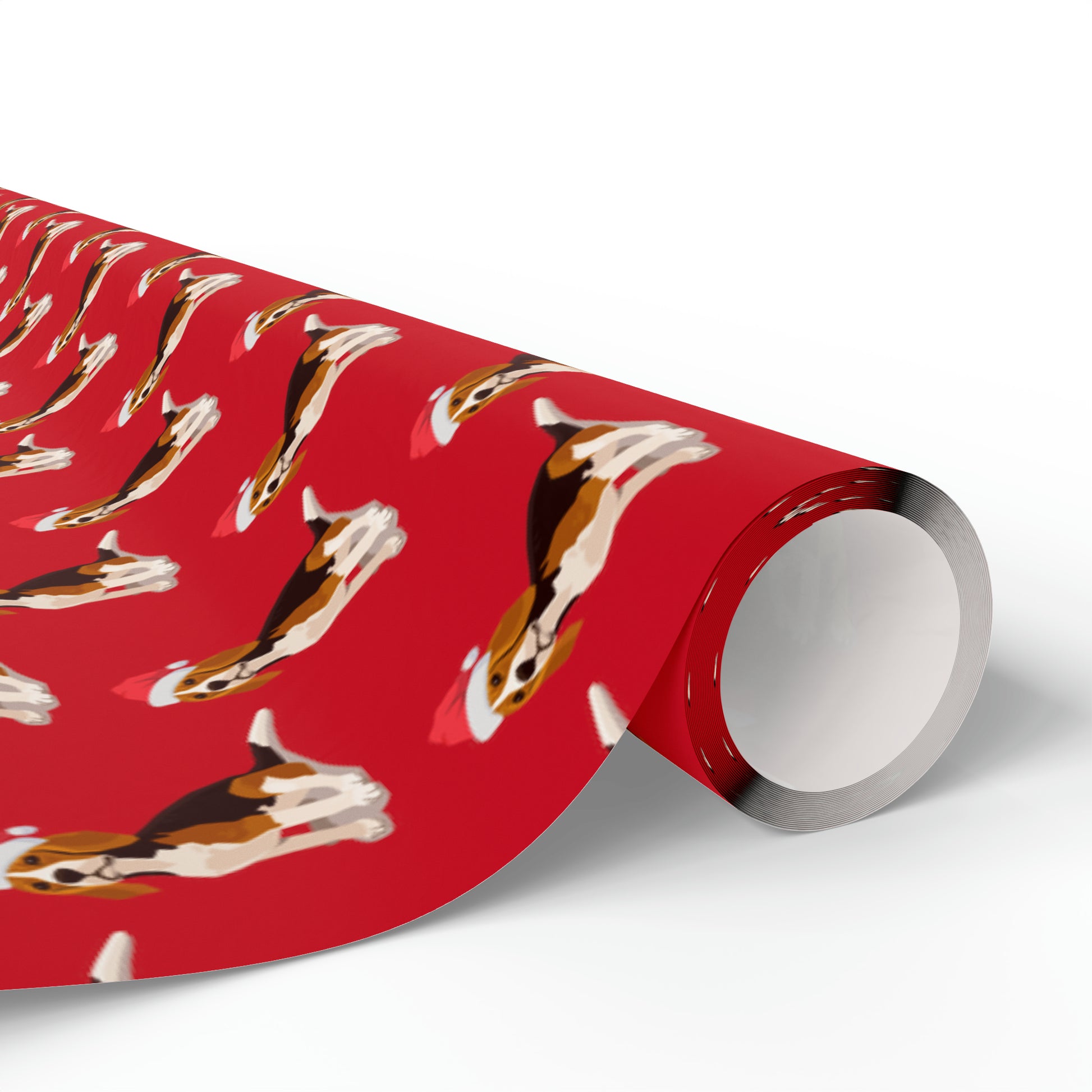 New Sizes: Santa Beagle Red Wrapping Paper - Finleys Online