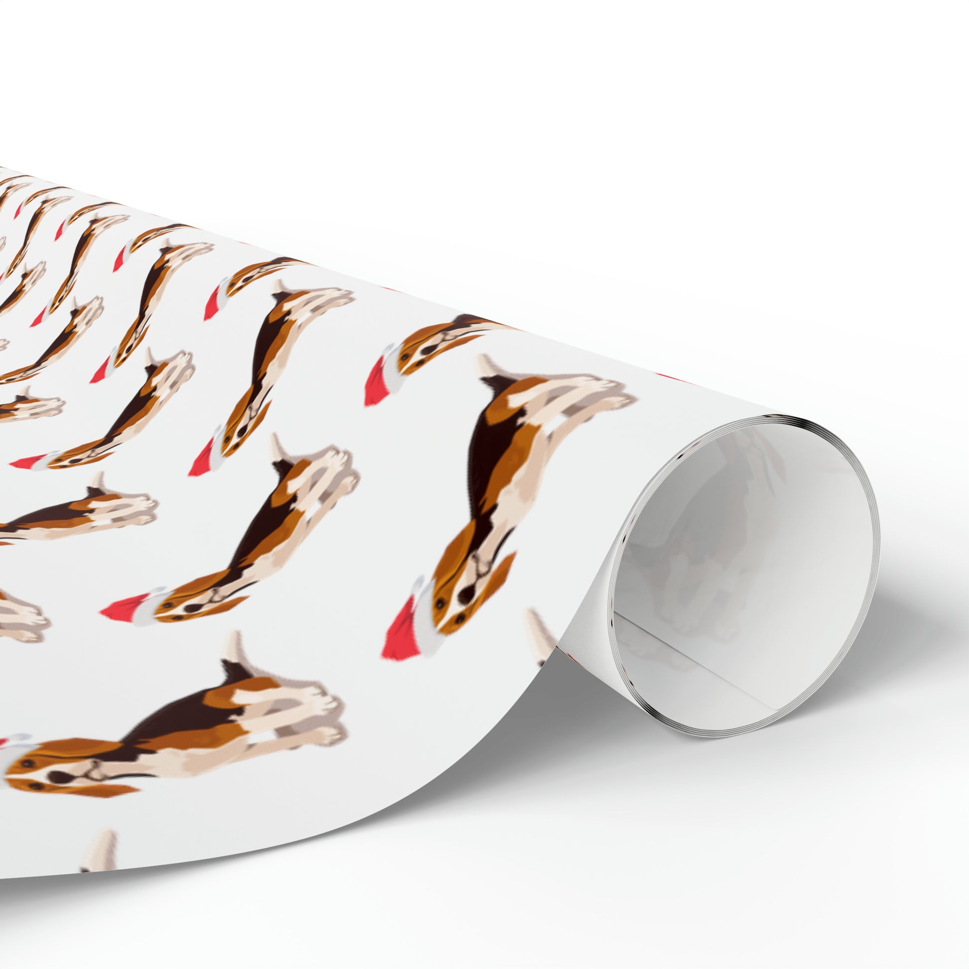 New Sizes: Santa Beagle White Wrapping Paper - Finleys Online