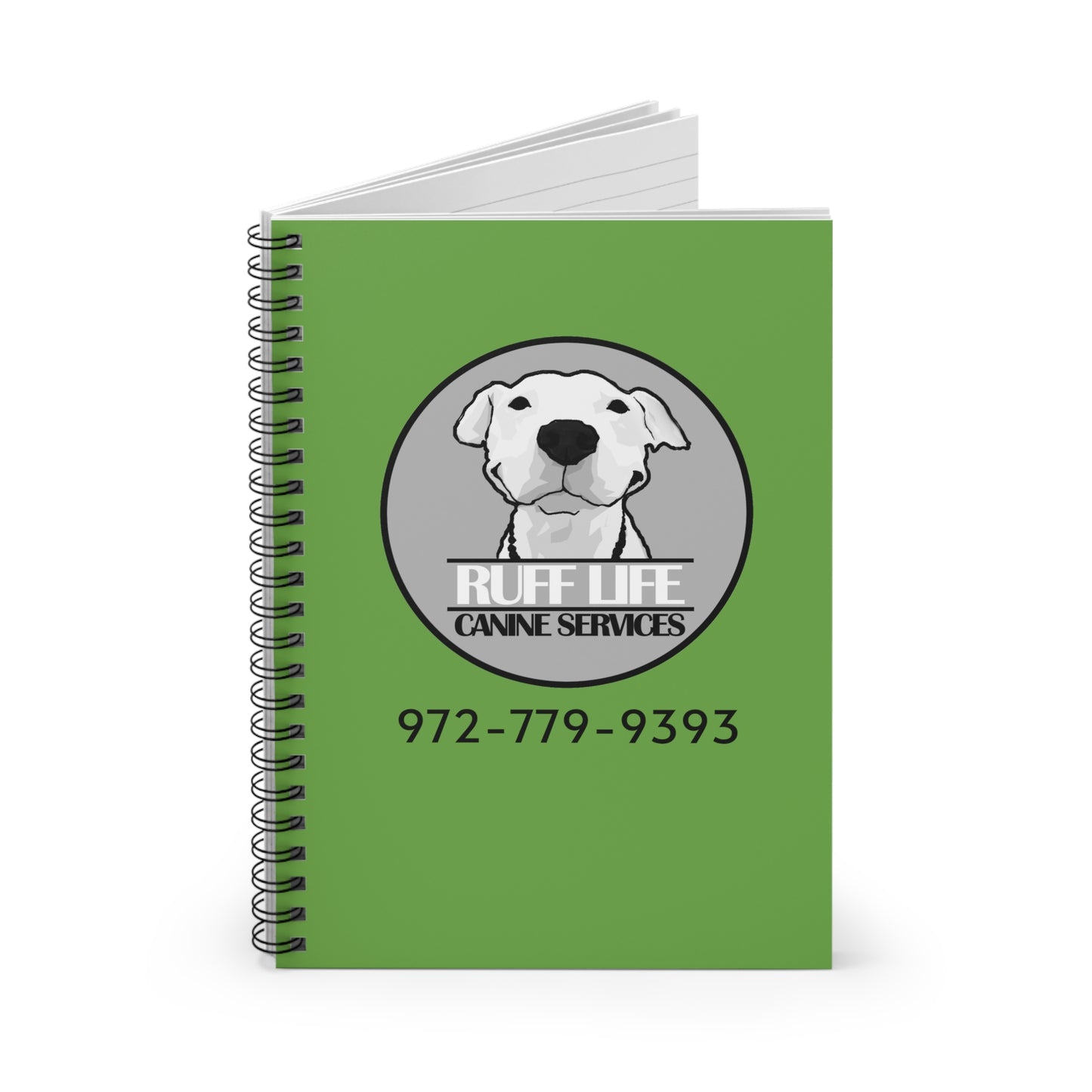 Ruff Life Green Spiral Notebook - Ruled Line