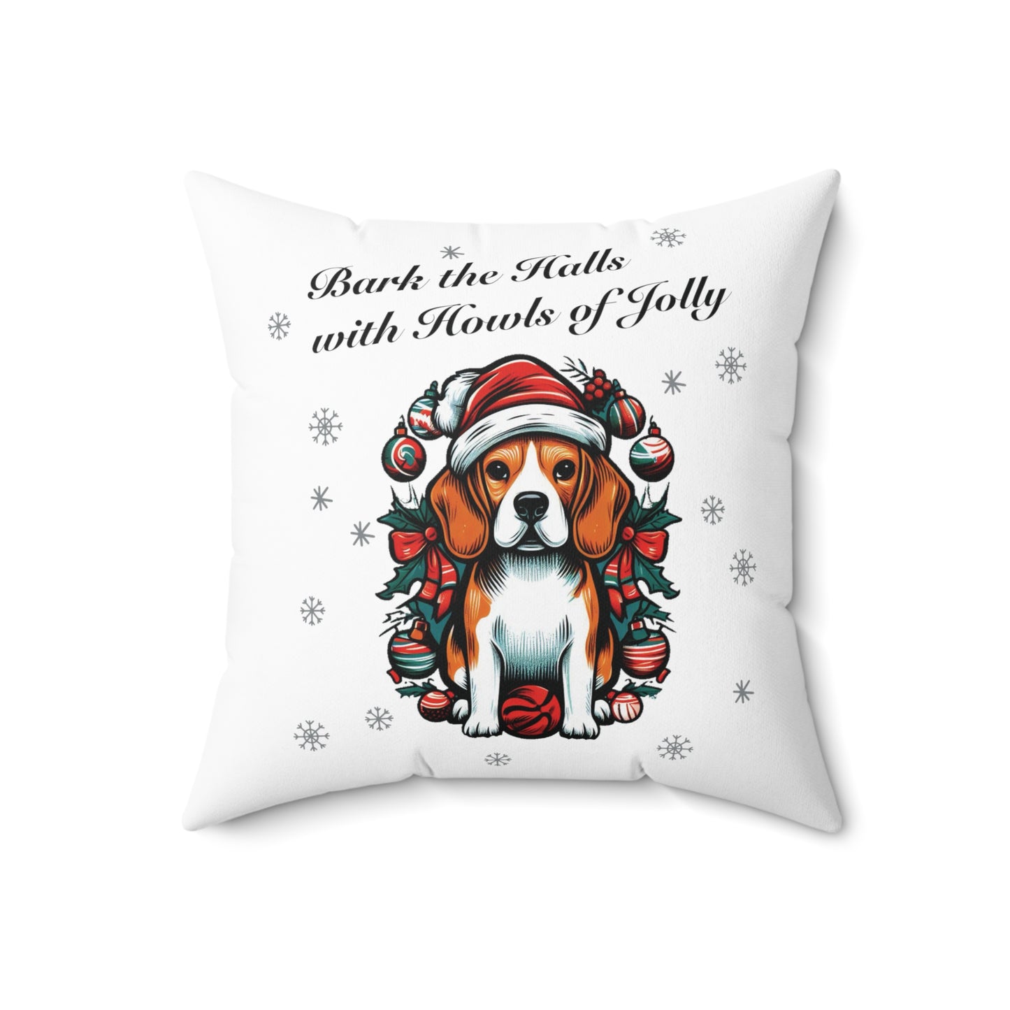 "Bark the Halls with Howls of Jolly" Beagle Pillow - Finleys Online