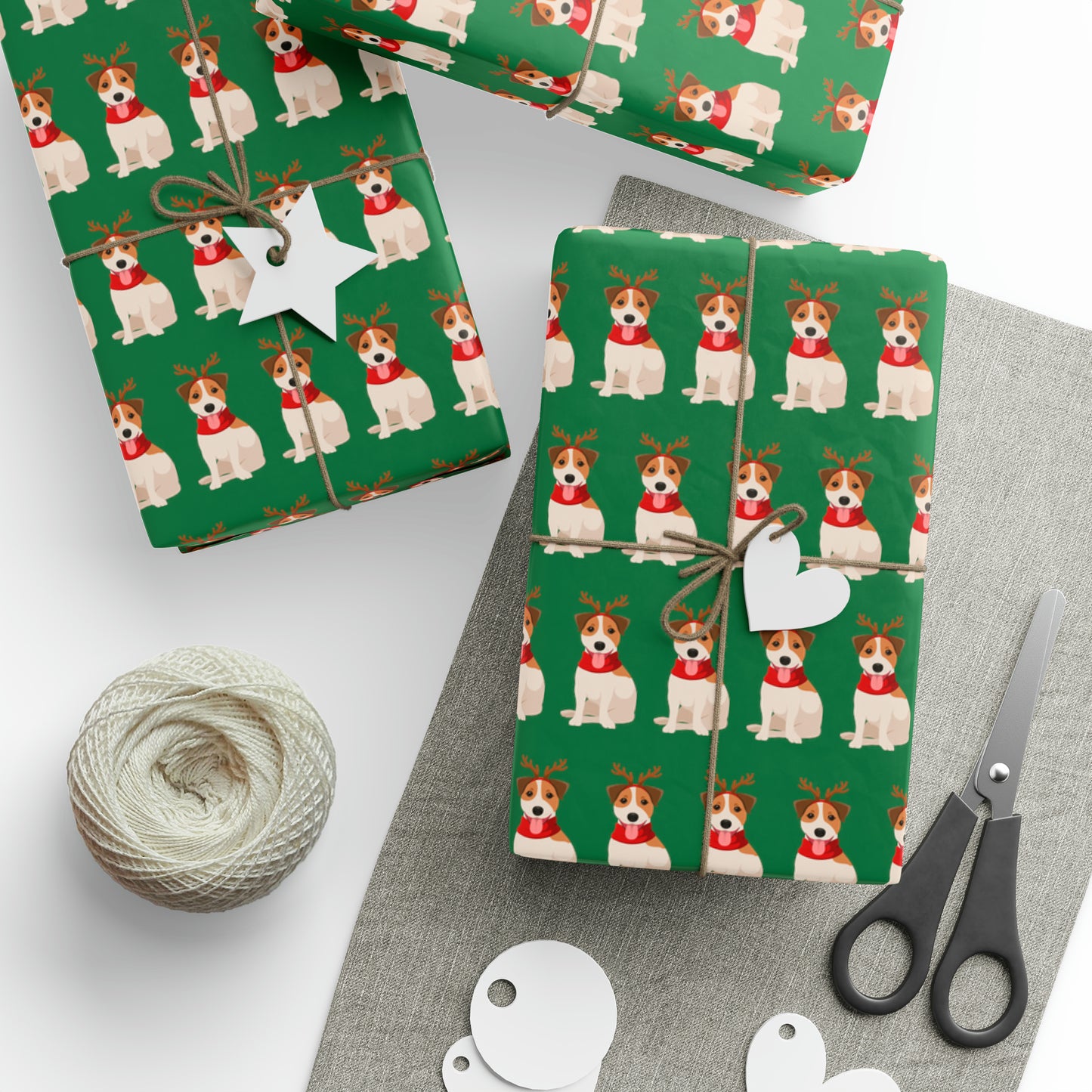 Jack Russel Green Wrapping Paper - Finleys Online