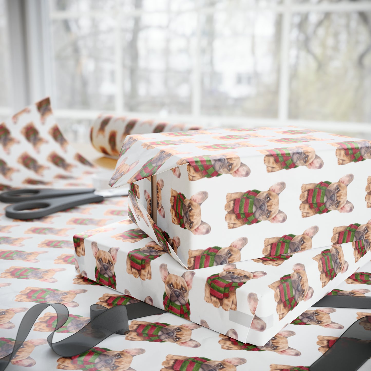 New Sizes: French Bulldog (Frenchie) White Wrapping Paper - Finleys Online