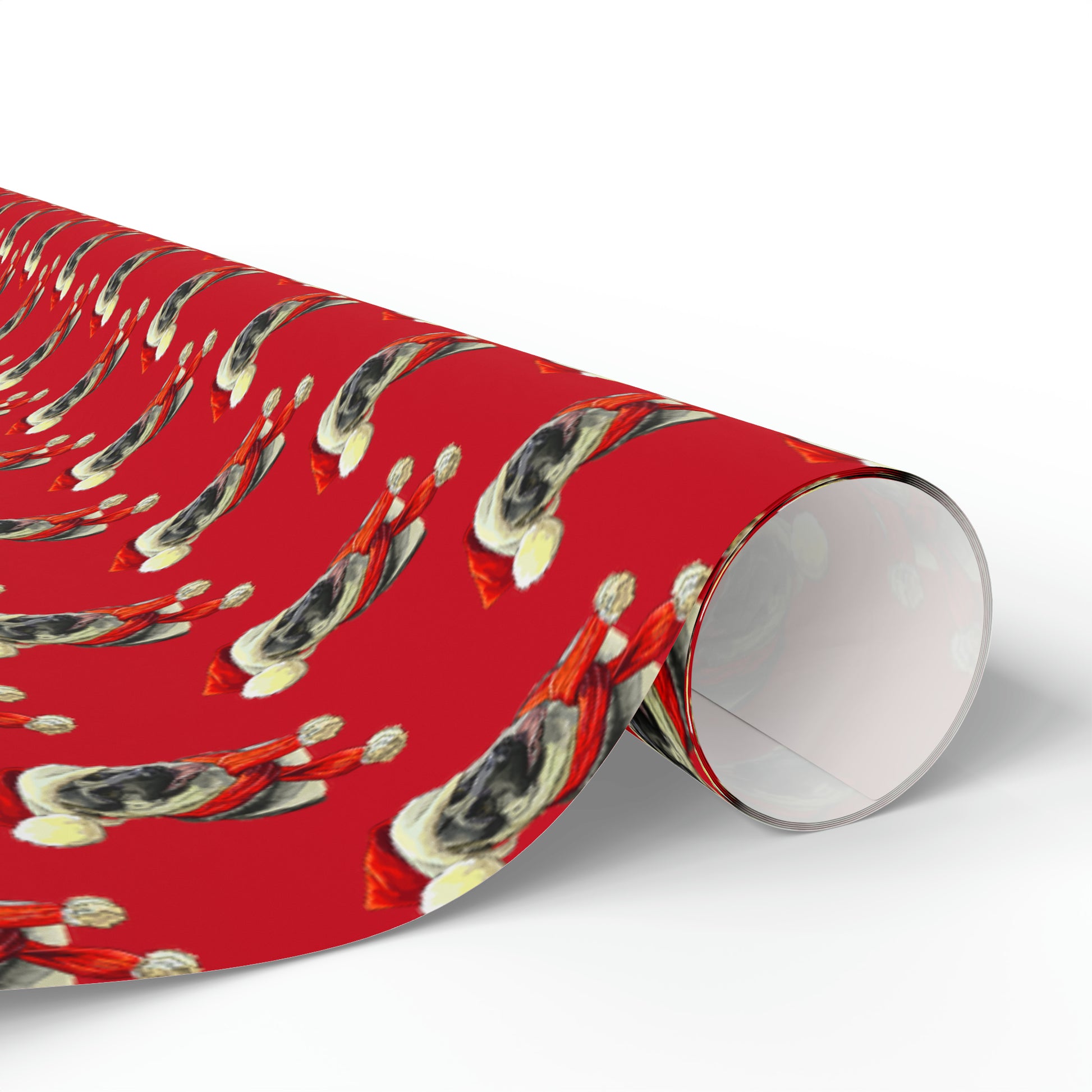 German Shepherd in Santa Hat Wrapping Paper - Red - Finleys Online