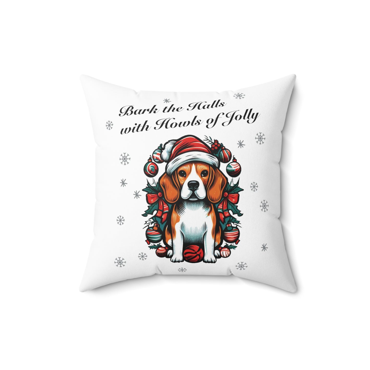 "Bark the Halls with Howls of Jolly" Beagle Pillow - Finleys Online