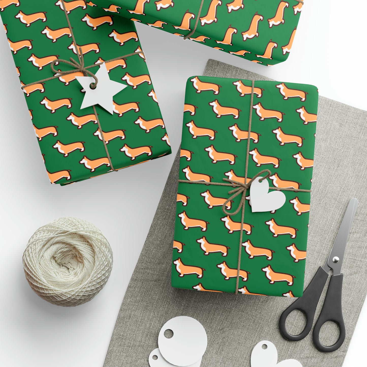 Modern Corgi Green Wrapping Paper - Finleys Online