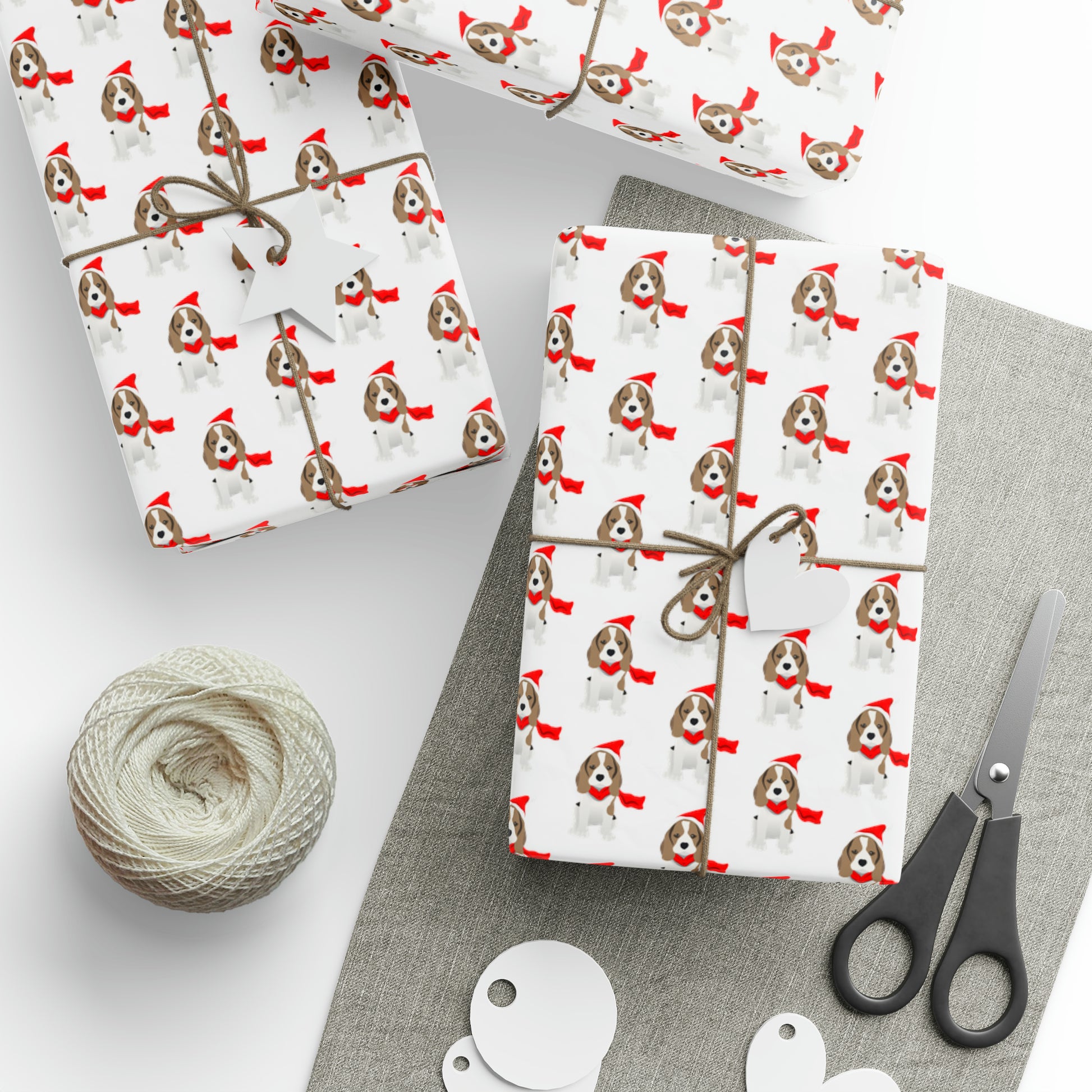 New Sizes: Beagle Puppy White Wrapping Paper - Finleys Online