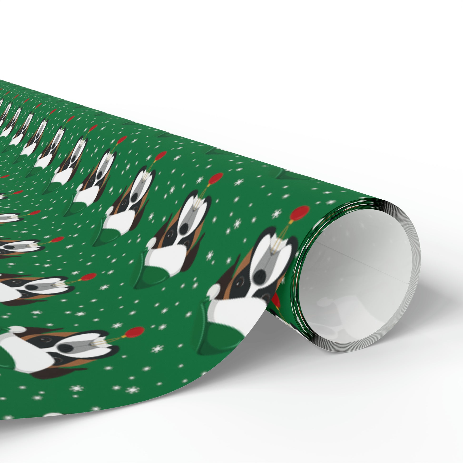 Santa Boxer (dog) Holiday Wrapping Paper - Green - Finleys Online