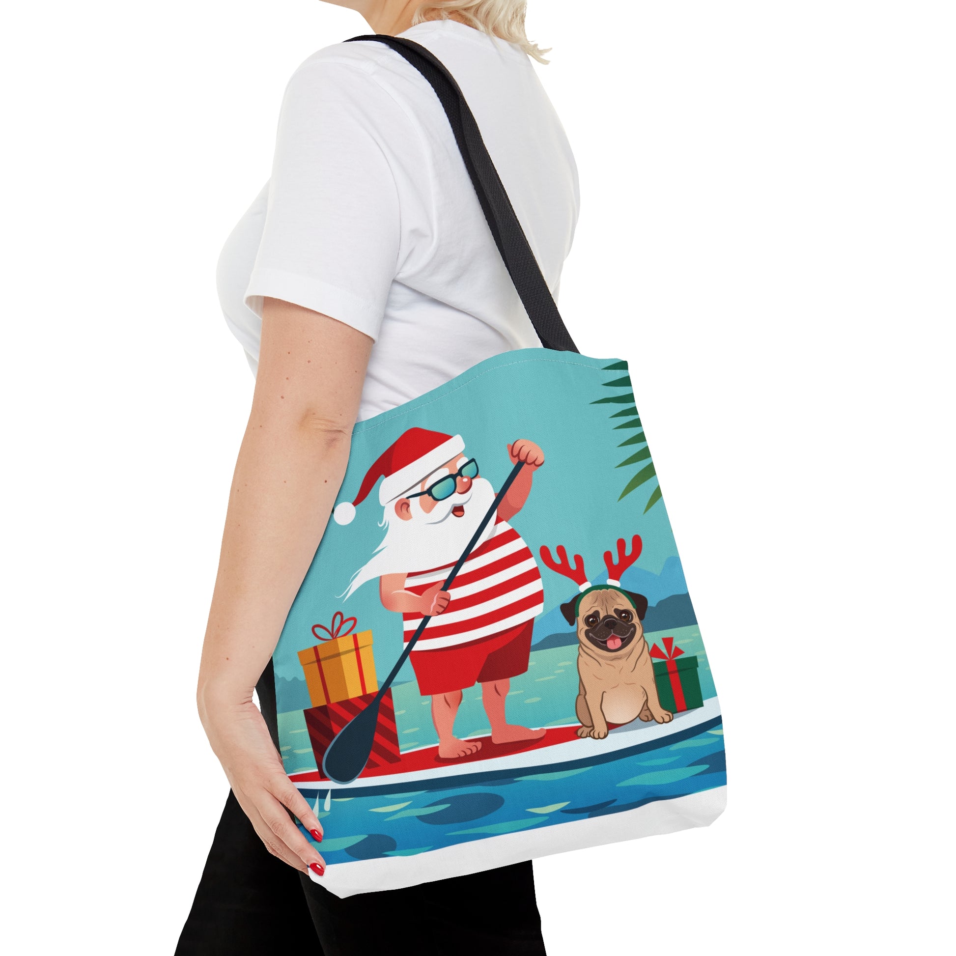 Santa & Pug Holiday Tote Bag - Finleys Online