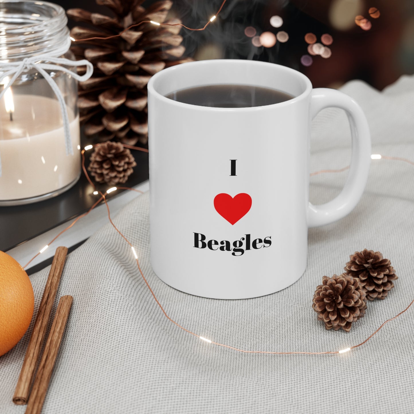 I Heart Beagles - Ceramic Mug 11oz - Standing Beagle - Finleys Online