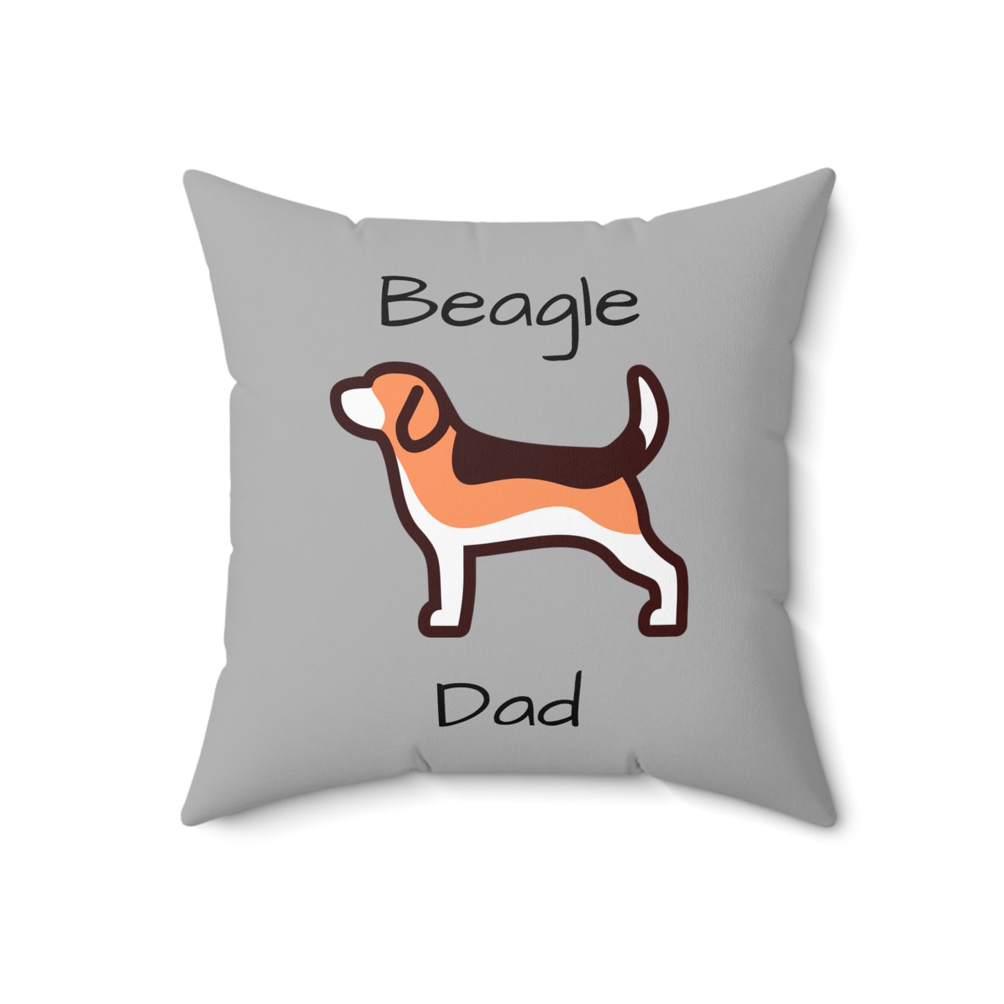 Beagle Dad Spun Polyester Square Pillow - Grey - Finleys Online