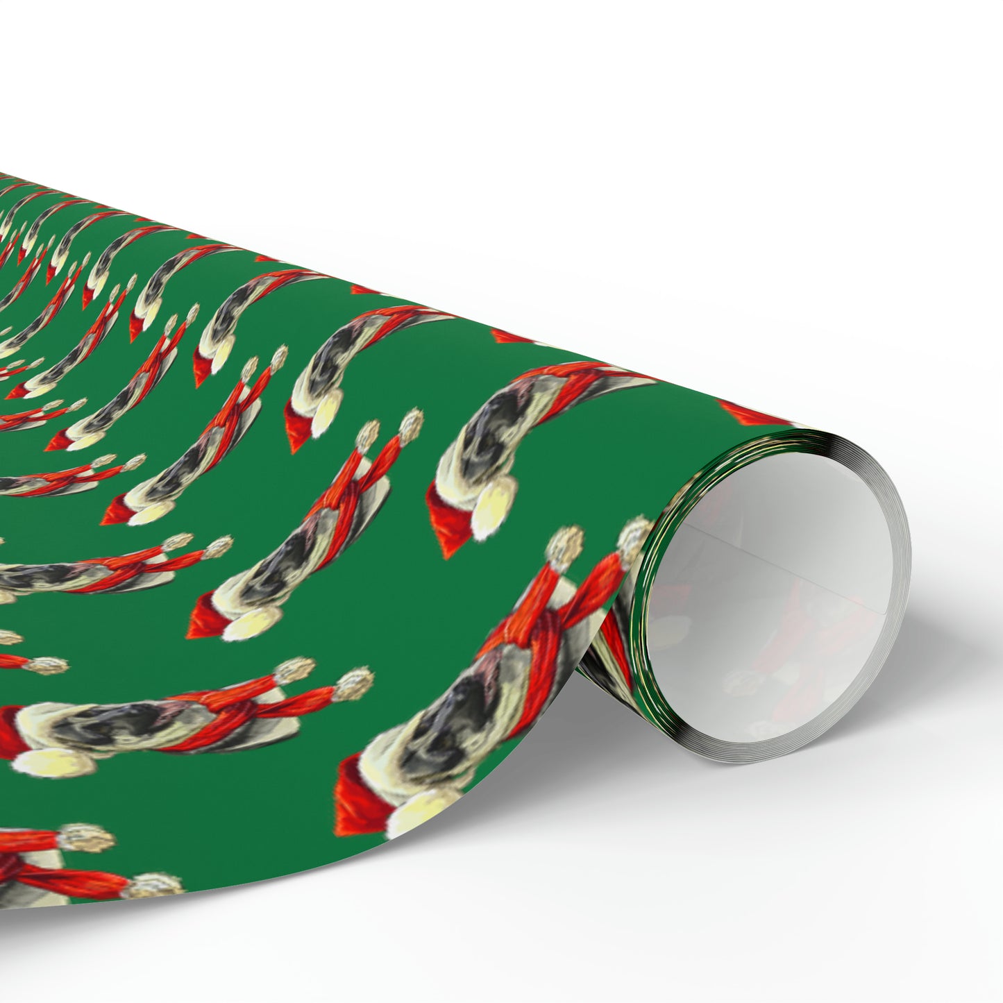 German Shepherd in Santa Hat Wrapping Paper - Green - Finleys Online