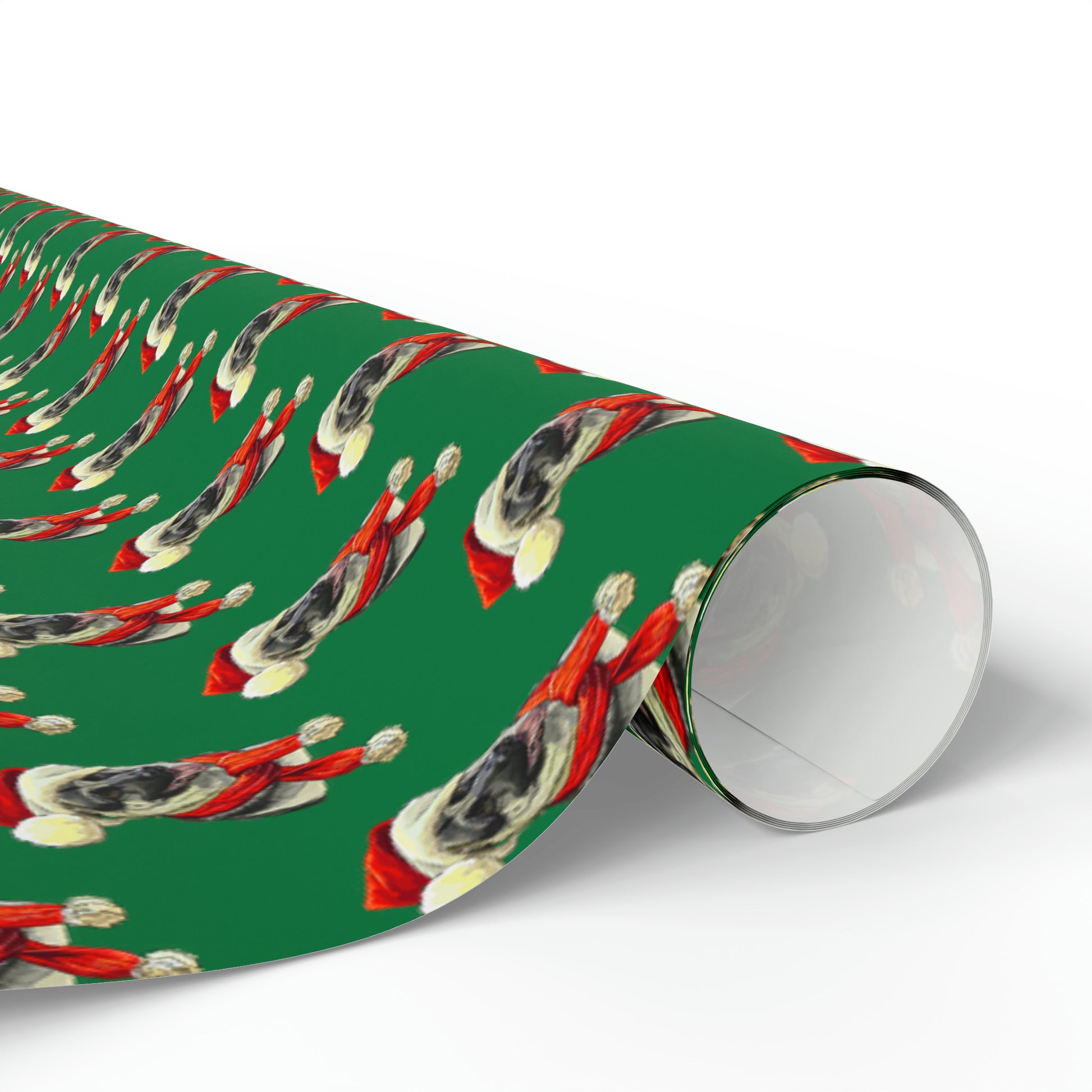 German Shepherd in Santa Hat Wrapping Paper - Green - Finleys Online