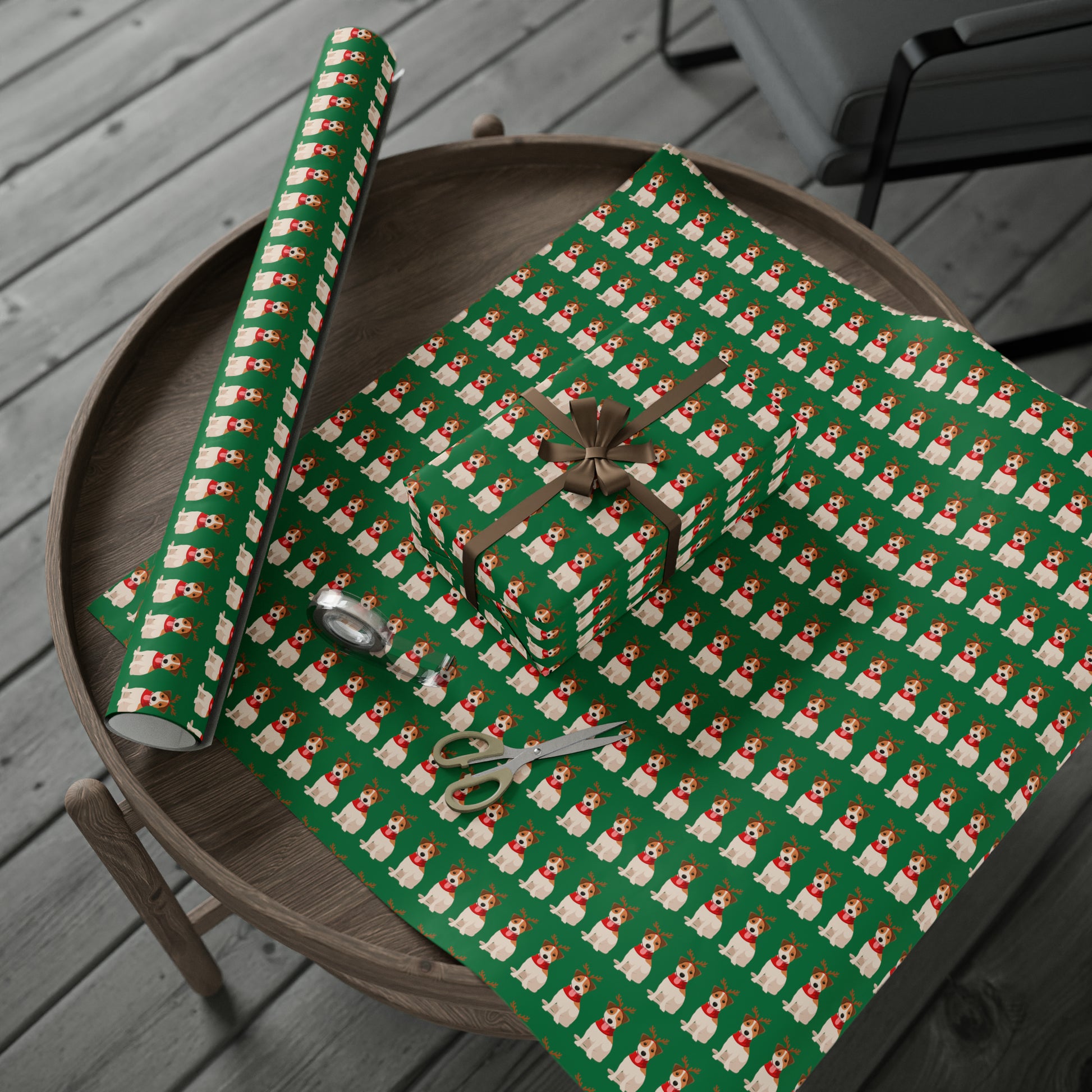 Jack Russel Green Wrapping Paper - Finleys Online