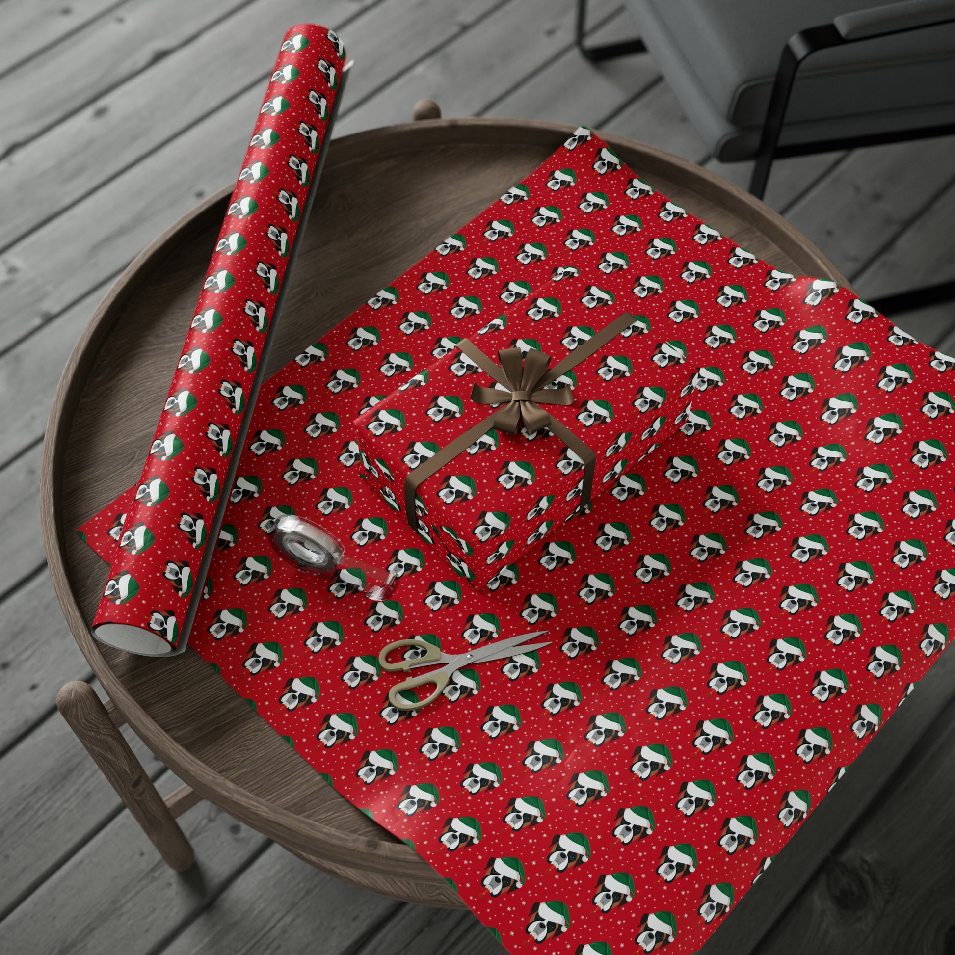 Santa Boxer (dog) Holiday Wrapping Paper - Red - Finleys Online