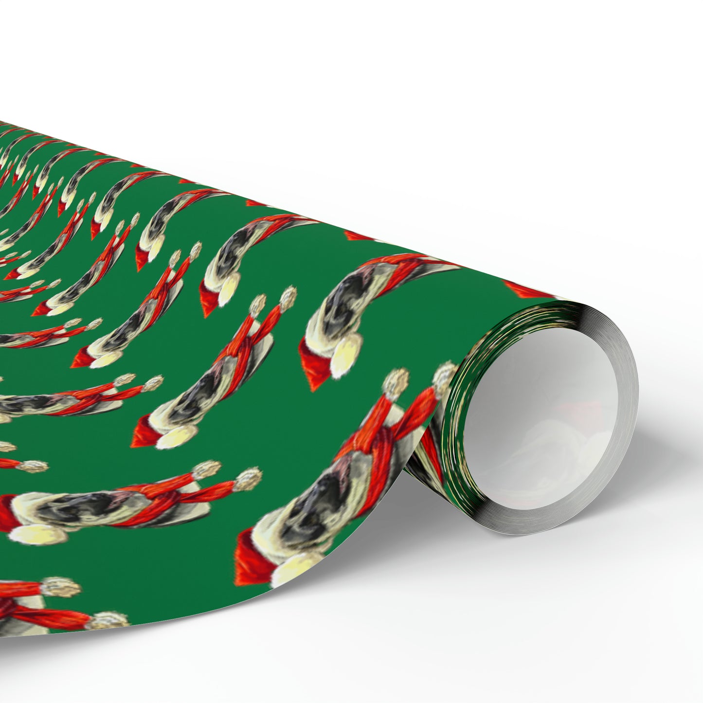 German Shepherd in Santa Hat Wrapping Paper - Green - Finleys Online