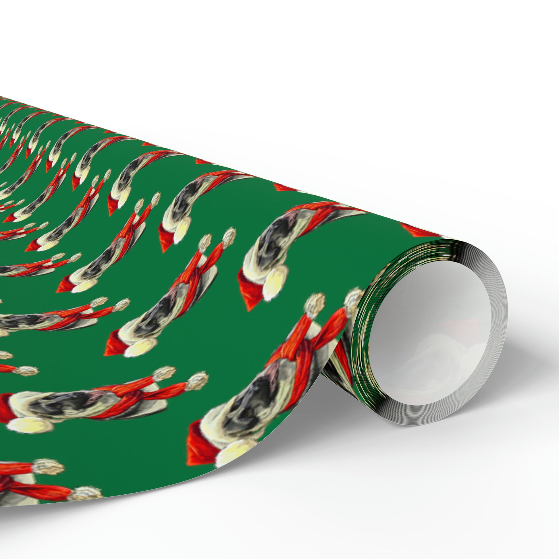 German Shepherd in Santa Hat Wrapping Paper - Green - Finleys Online