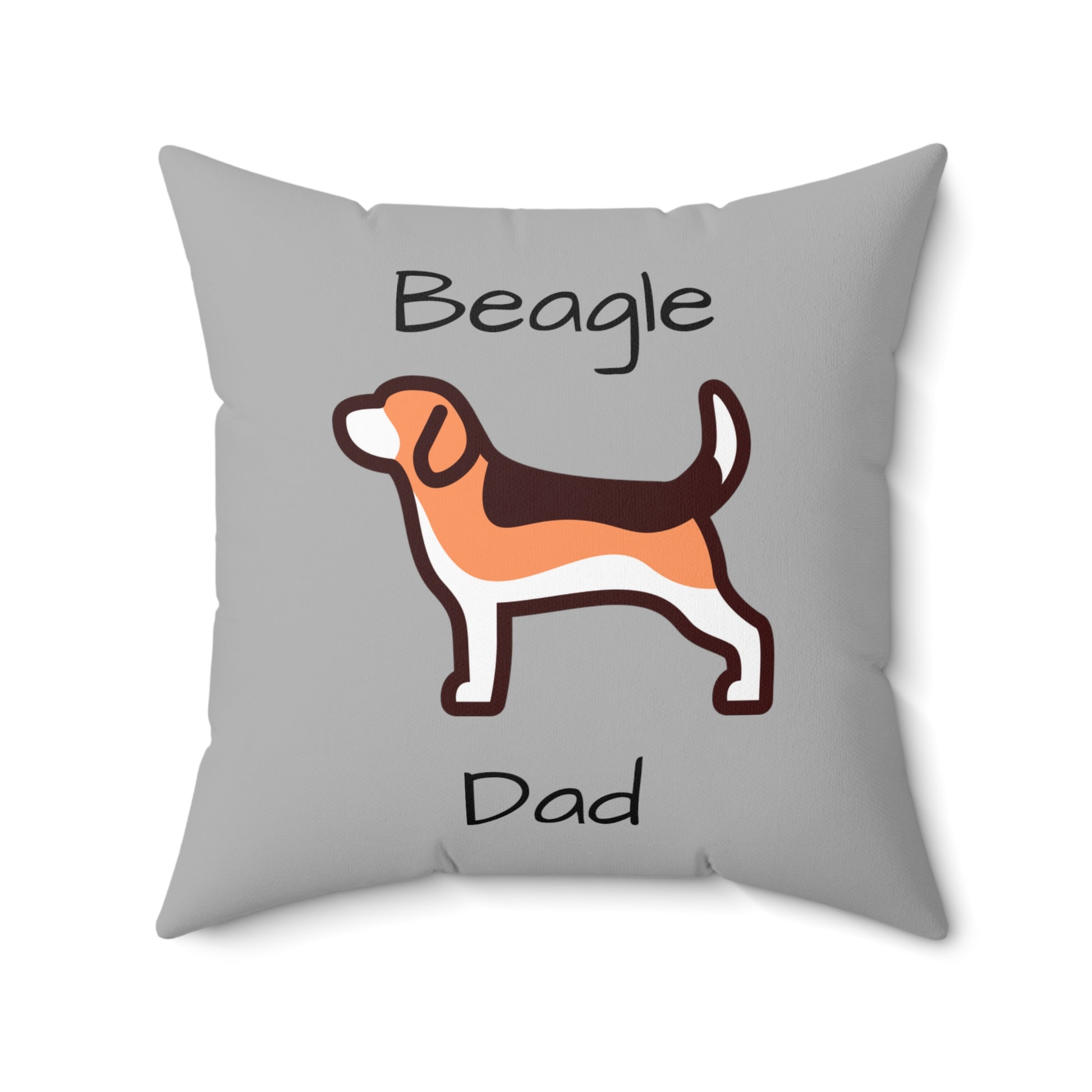 Beagle Dad Spun Polyester Square Pillow - Grey - Finleys Online