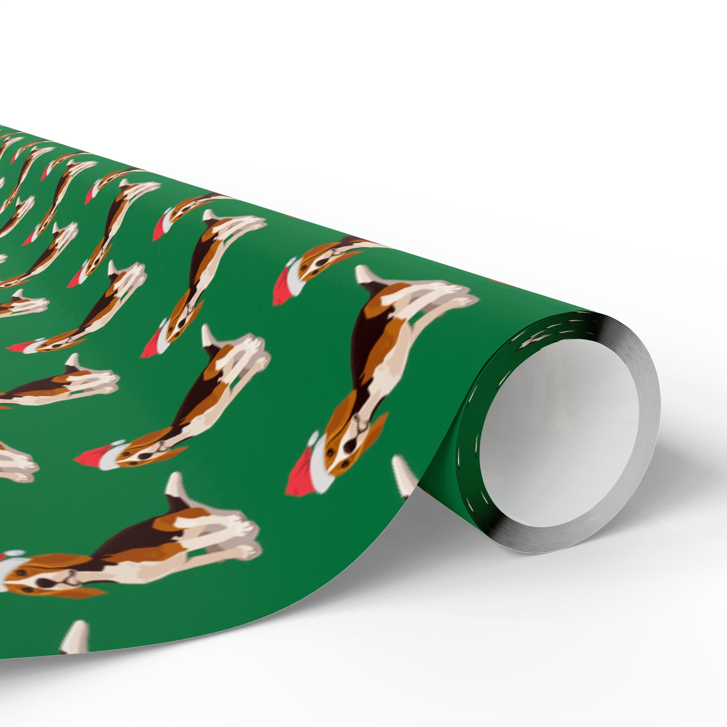 New Sizes: Santa Beagle Green Wrapping Paper - Finleys Online