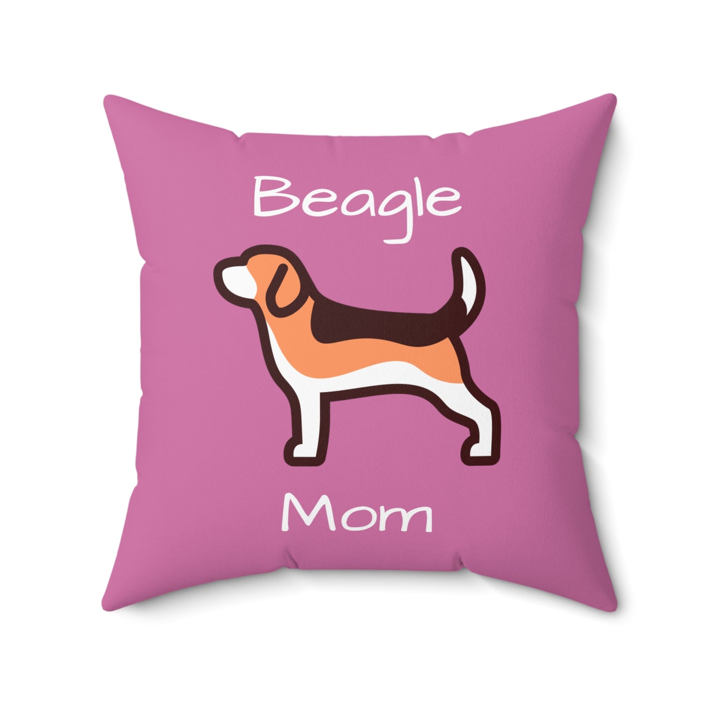 Beagle Mom Spun Polyester Square Pillow - Pink - Finleys Online