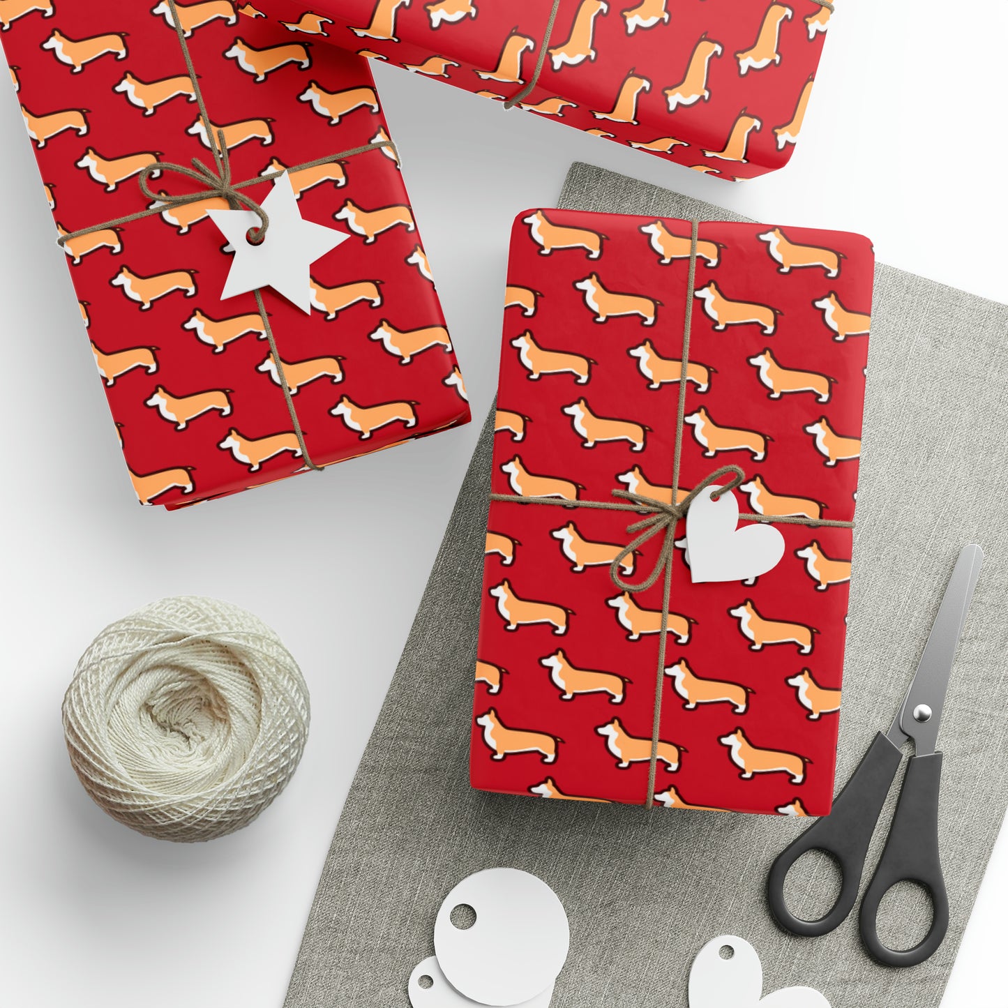 Modern Corgi Red Wrapping Paper - Finleys Online