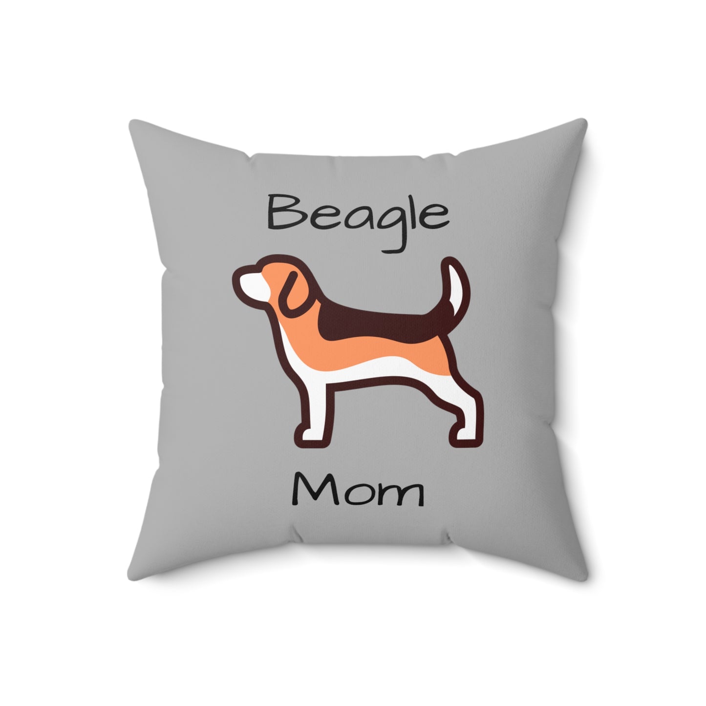 Beagle Mom Spun Polyester Square Pillow - Grey - Finleys Online