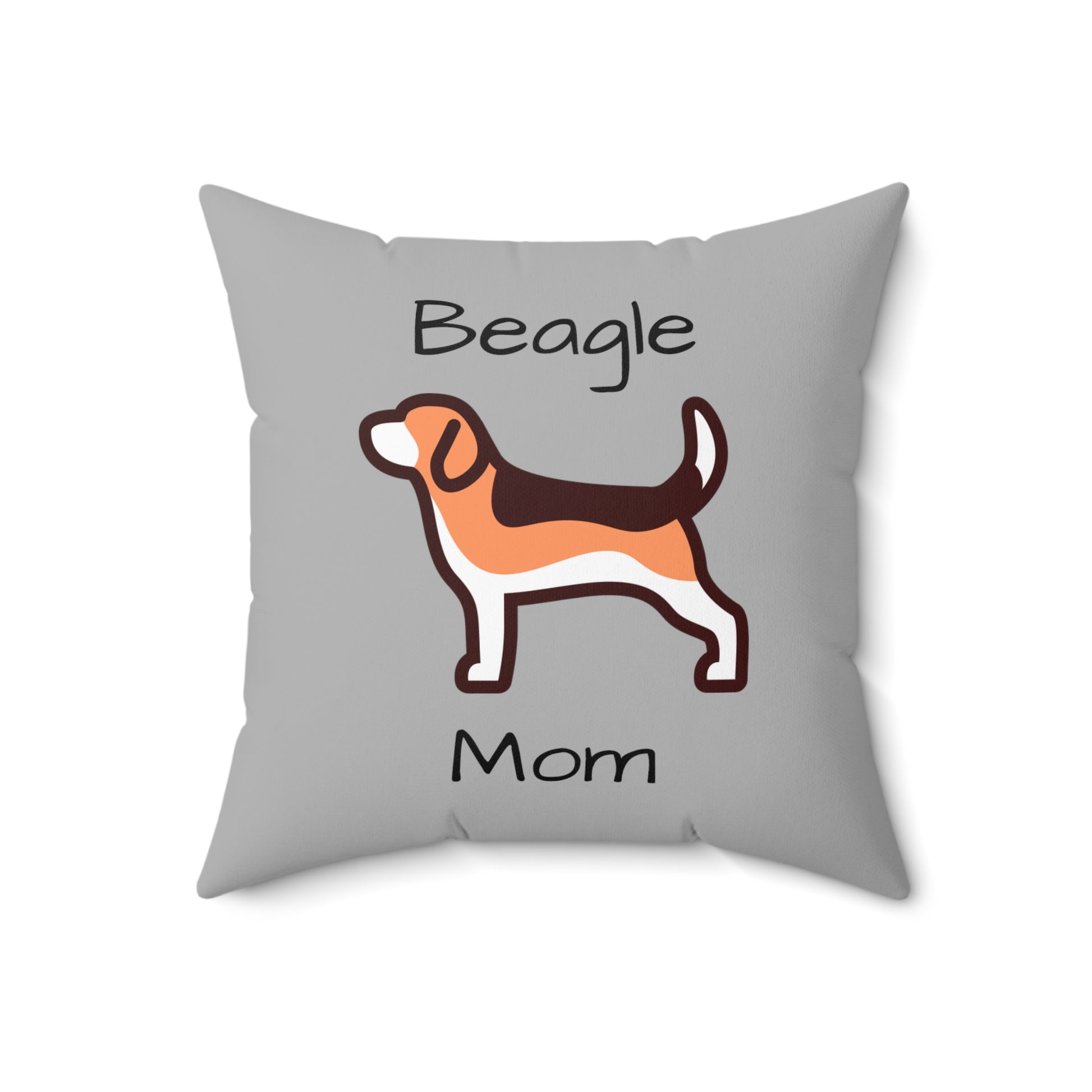 Beagle Mom Spun Polyester Square Pillow - Grey - Finleys Online