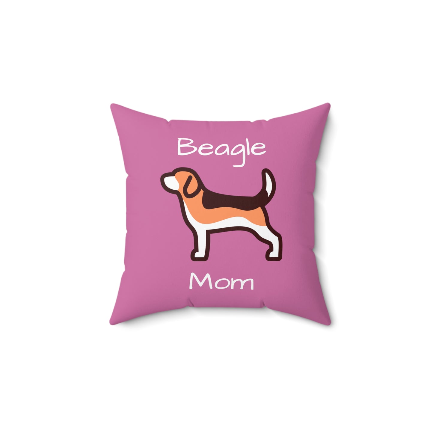 Beagle Mom Spun Polyester Square Pillow - Pink - Finleys Online