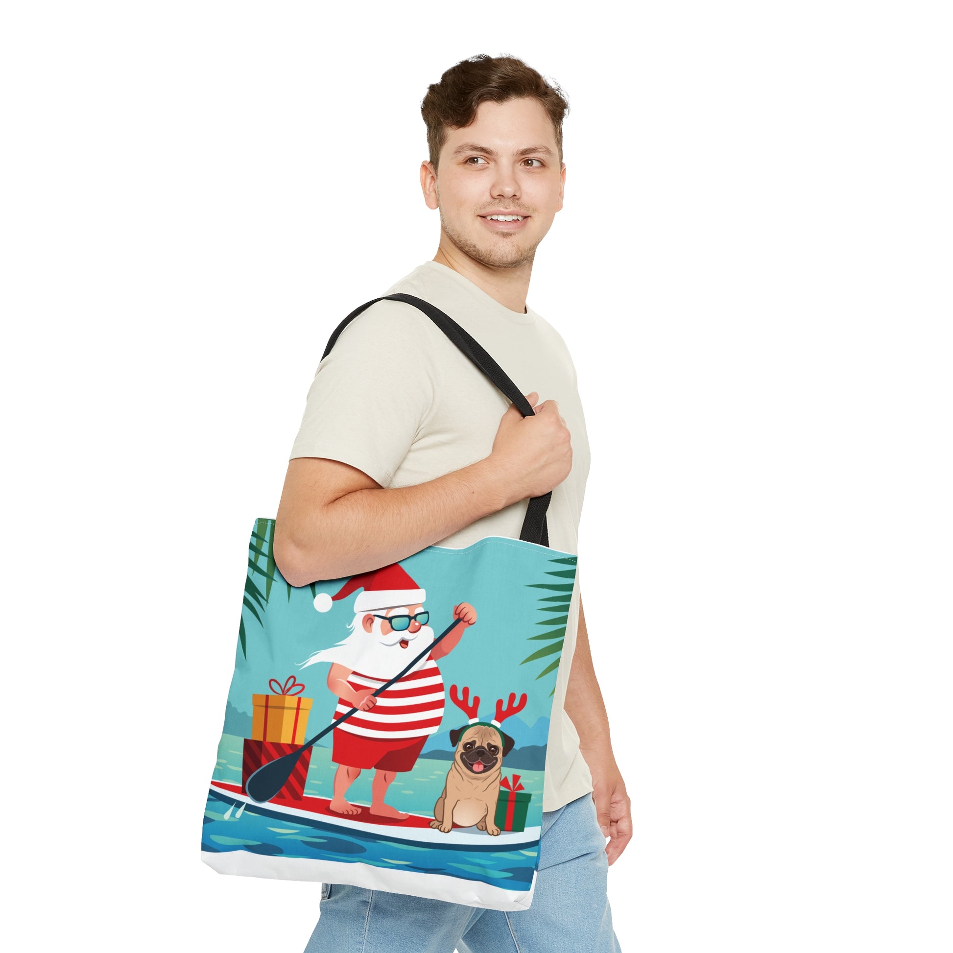 Santa & Pug Holiday Tote Bag - Finleys Online