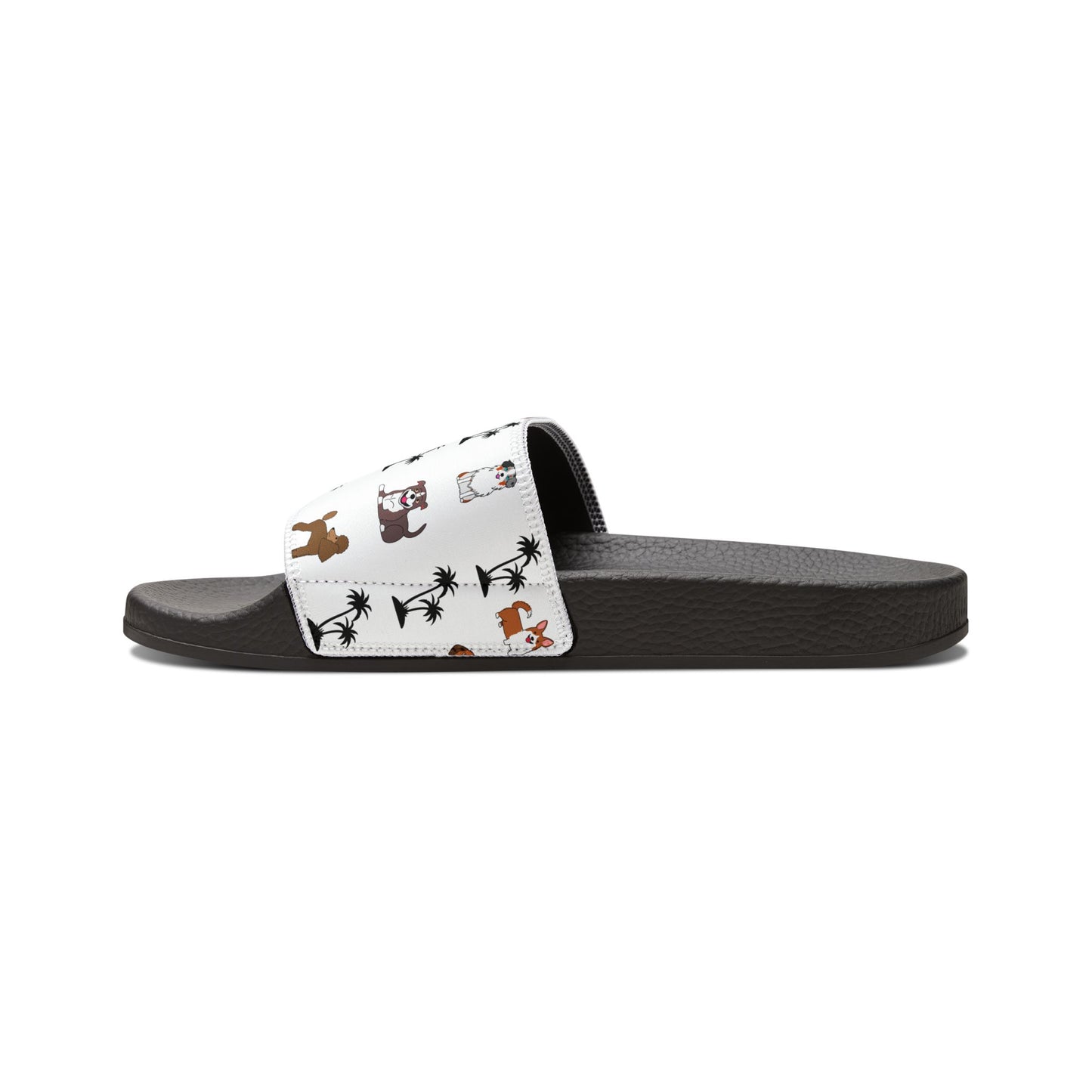 Dogs & Palms Womens Slides — Washable Beach & Shower Sandals for Dog Lovers