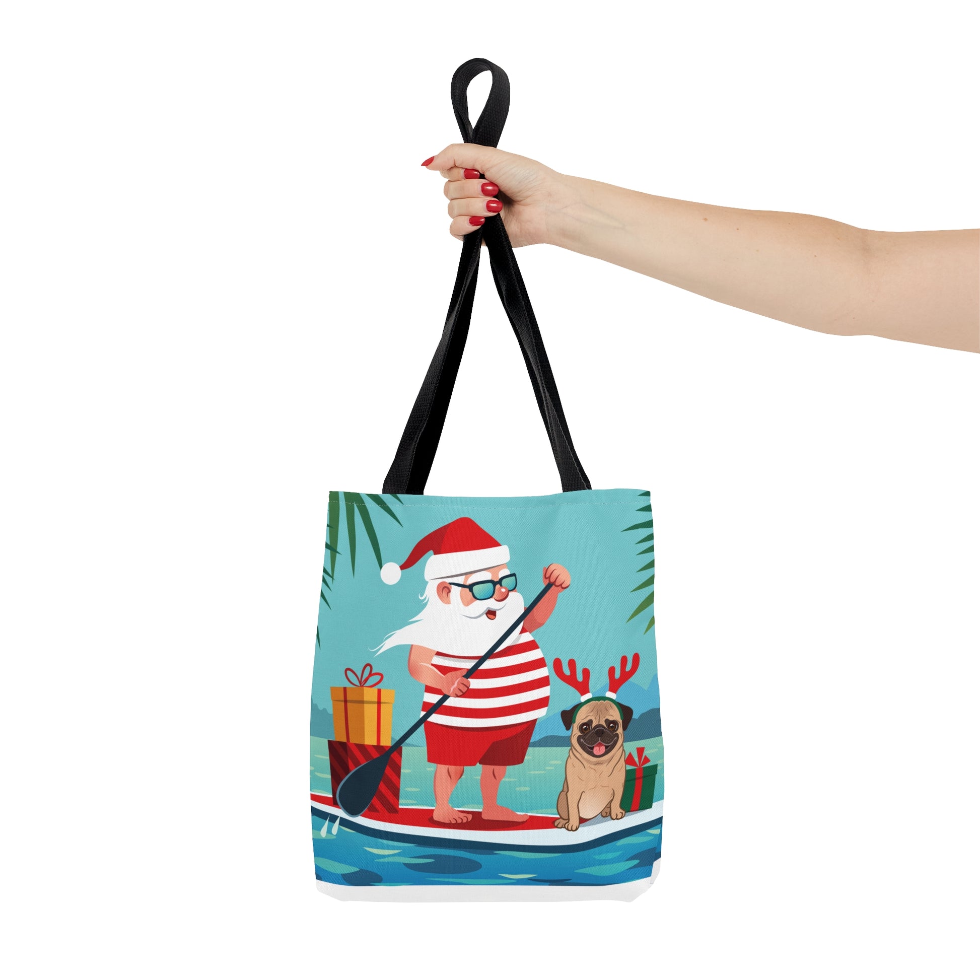 Santa & Pug Holiday Tote Bag - Finleys Online