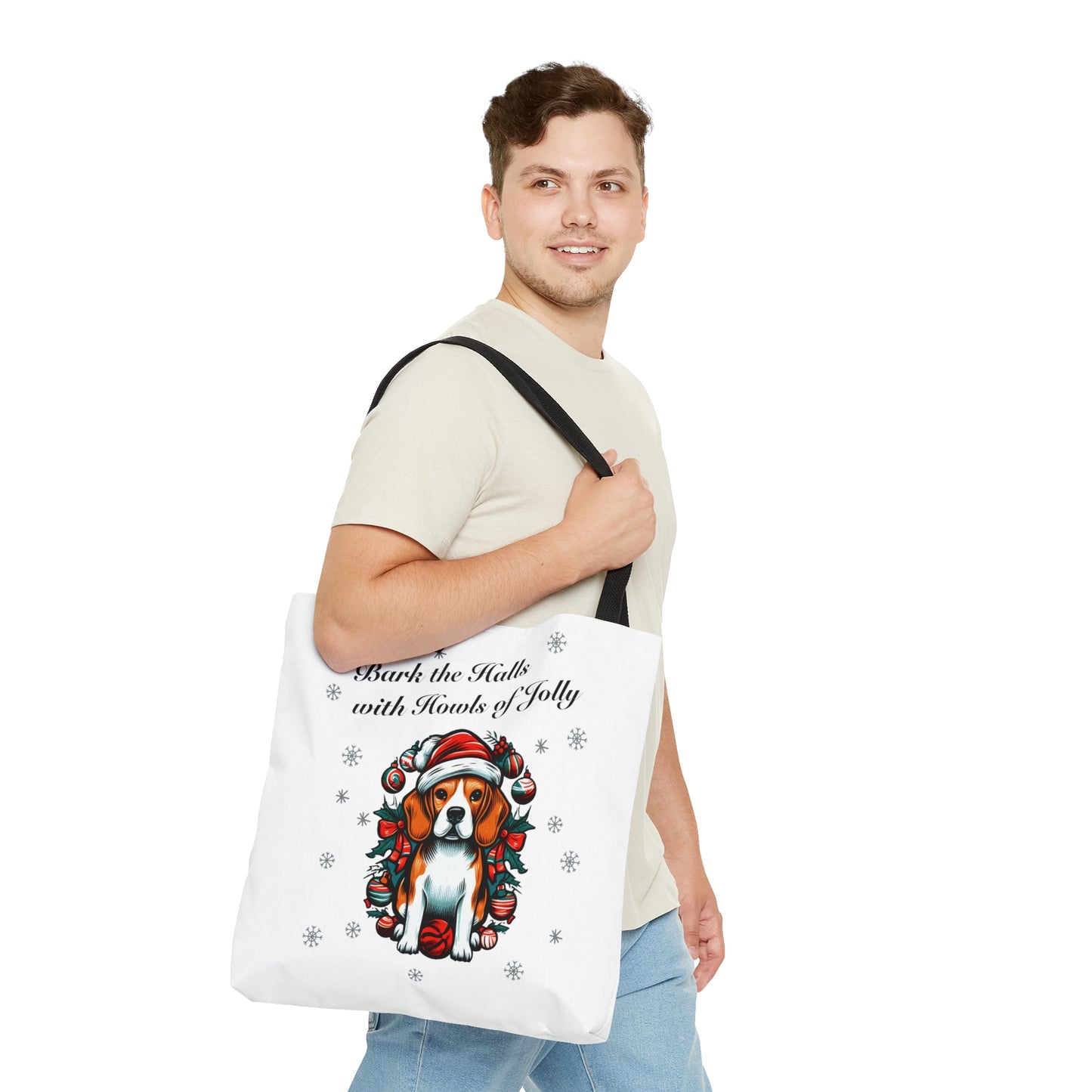 "Bark the Halls with Howls of Jolly" Beagle Tote Bag - Finleys Online