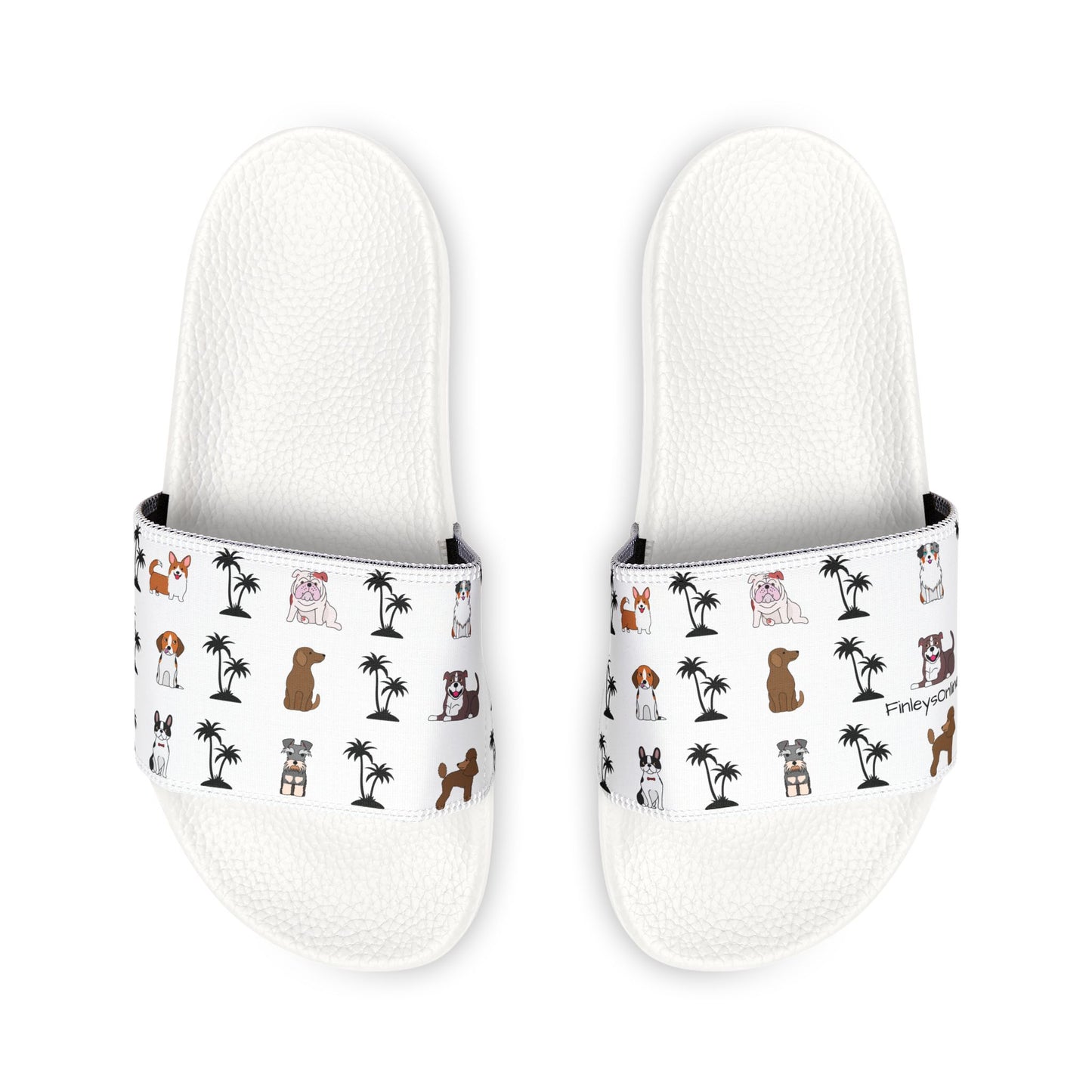 Dogs & Palms Womens Slides — Washable Beach & Shower Sandals for Dog Lovers