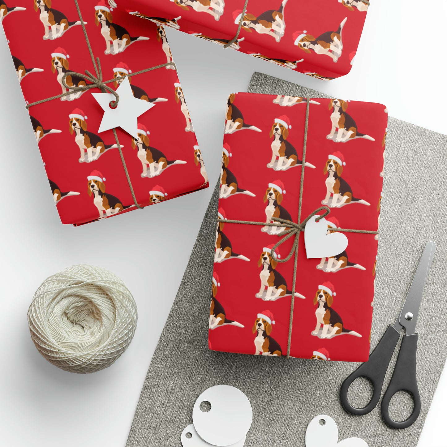 New Sizes: Santa Beagle Red Wrapping Paper - Finleys Online