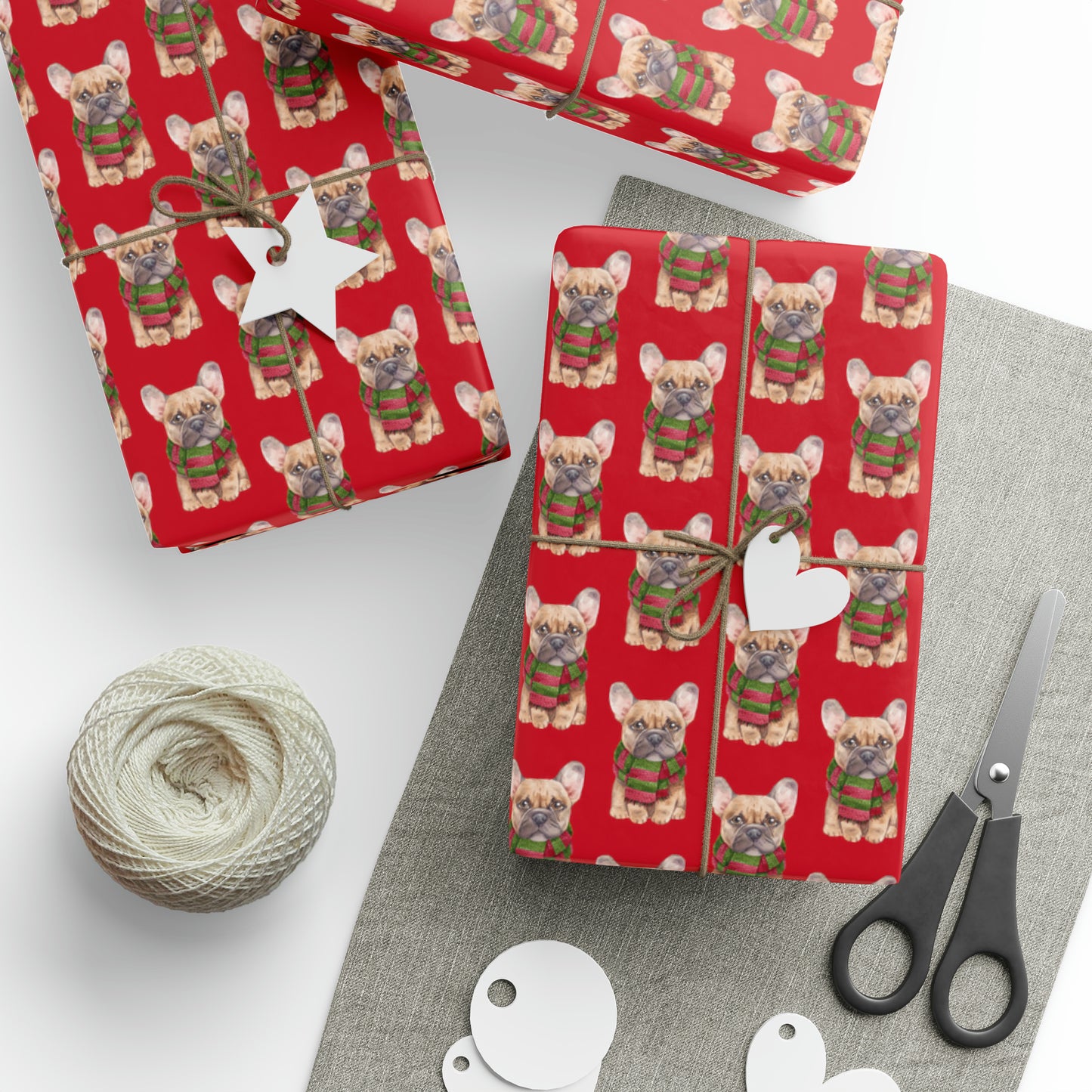 New Sizes: French Bulldog (Frenchie) Red Wrapping Paper - Finleys Online