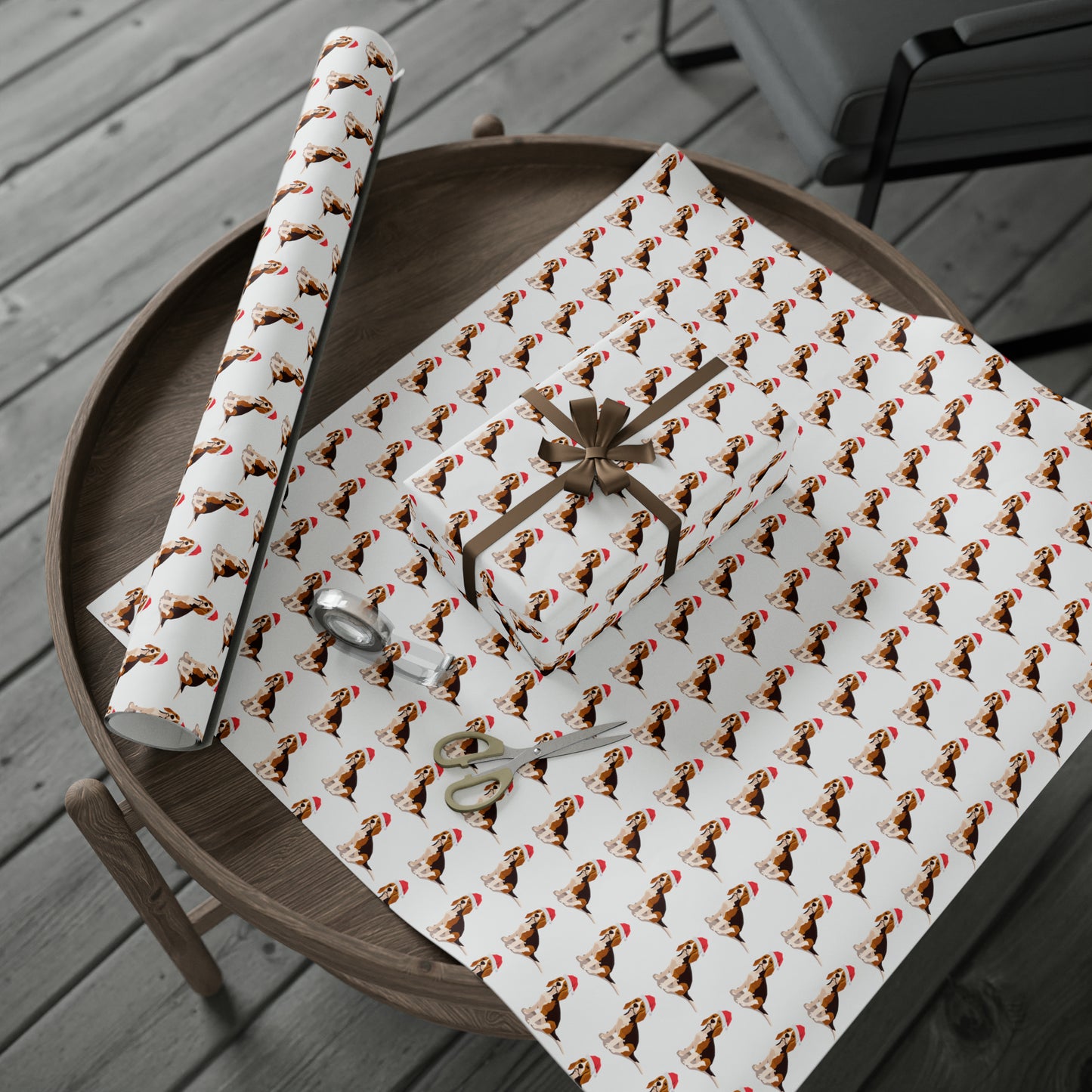 New Sizes: Santa Beagle White Wrapping Paper - Finleys Online