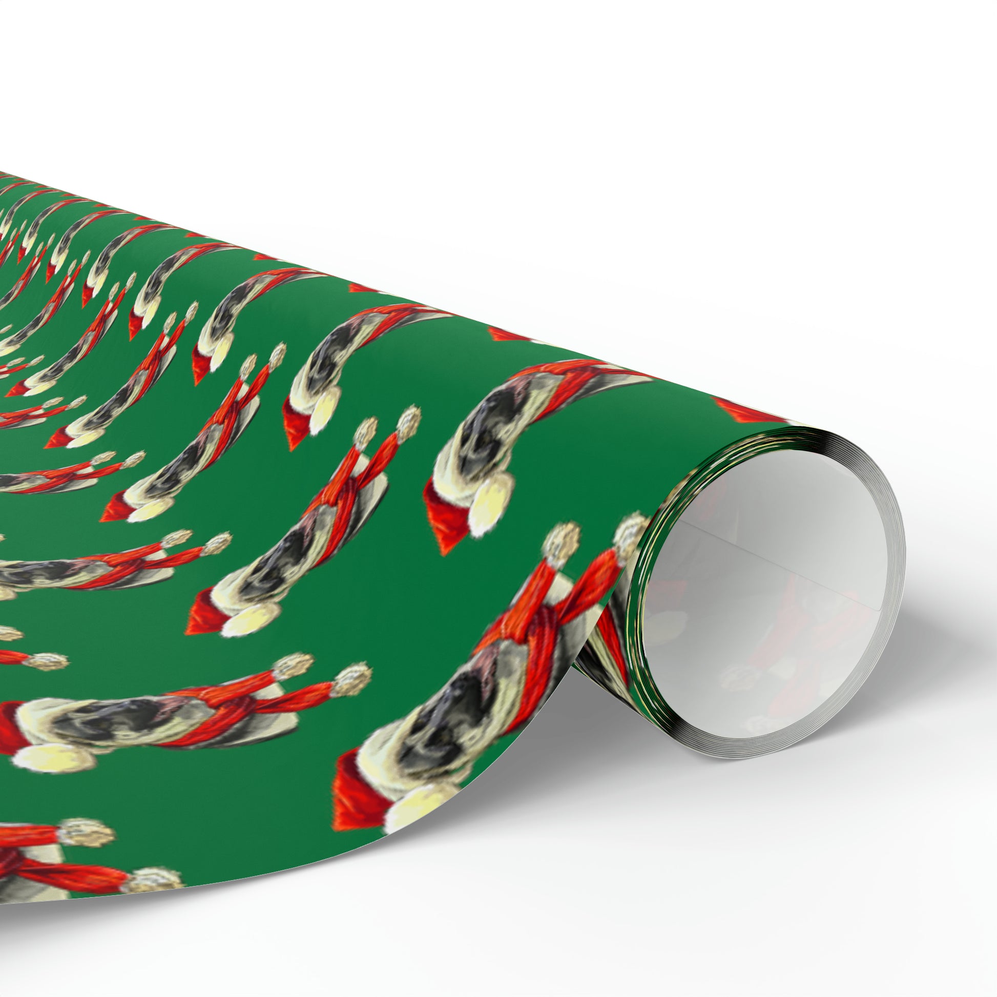 German Shepherd in Santa Hat Wrapping Paper - Green - Finleys Online