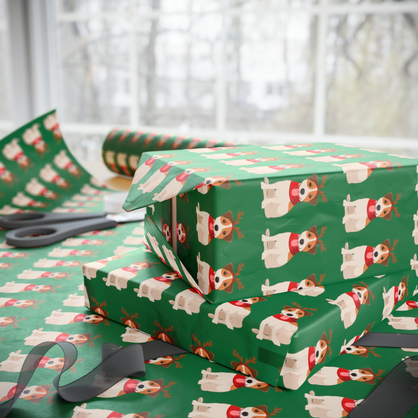 Jack Russel Green Wrapping Paper - Finleys Online