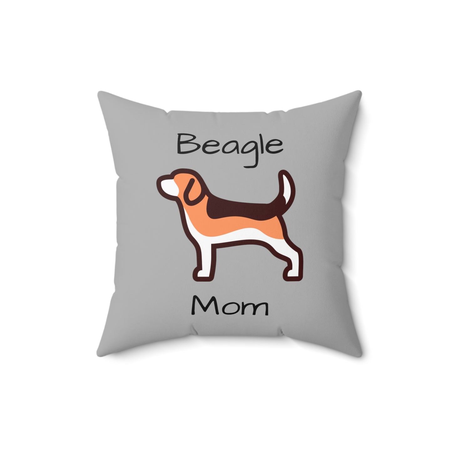 Beagle Mom Spun Polyester Square Pillow - Grey - Finleys Online