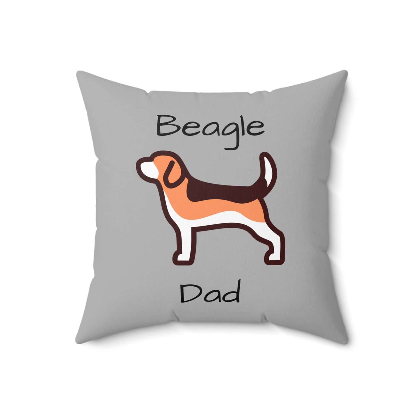 Beagle Dad Spun Polyester Square Pillow - Grey - Finleys Online