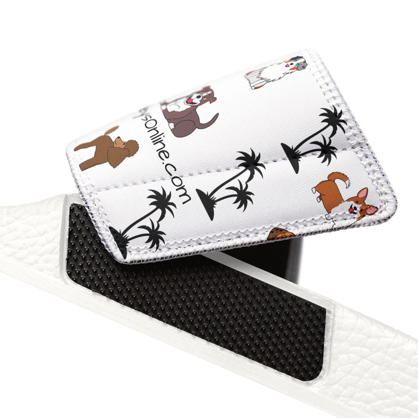 Dogs & Palms Womens Slides — Washable Beach & Shower Sandals for Dog Lovers