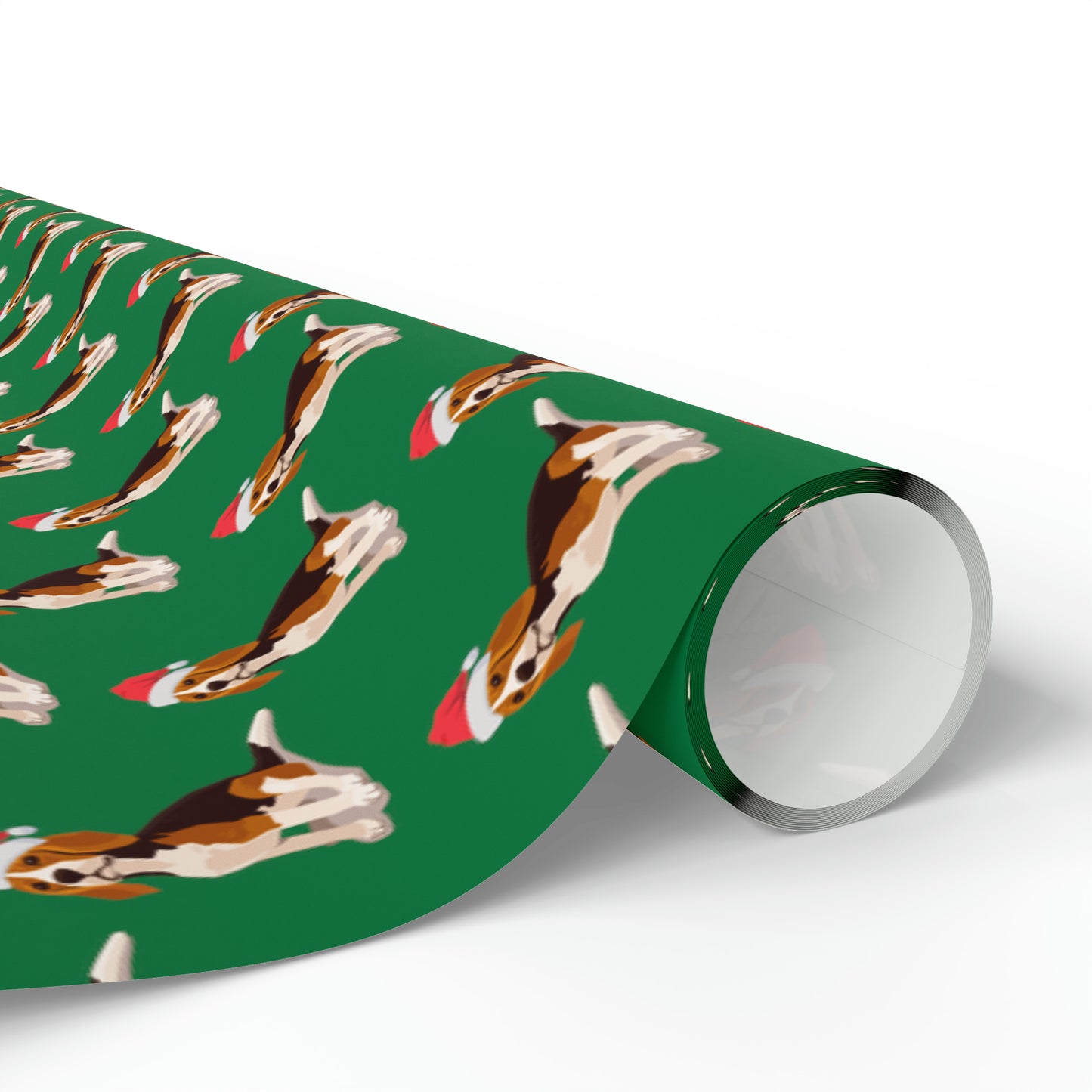 New Sizes: Santa Beagle Green Wrapping Paper - Finleys Online