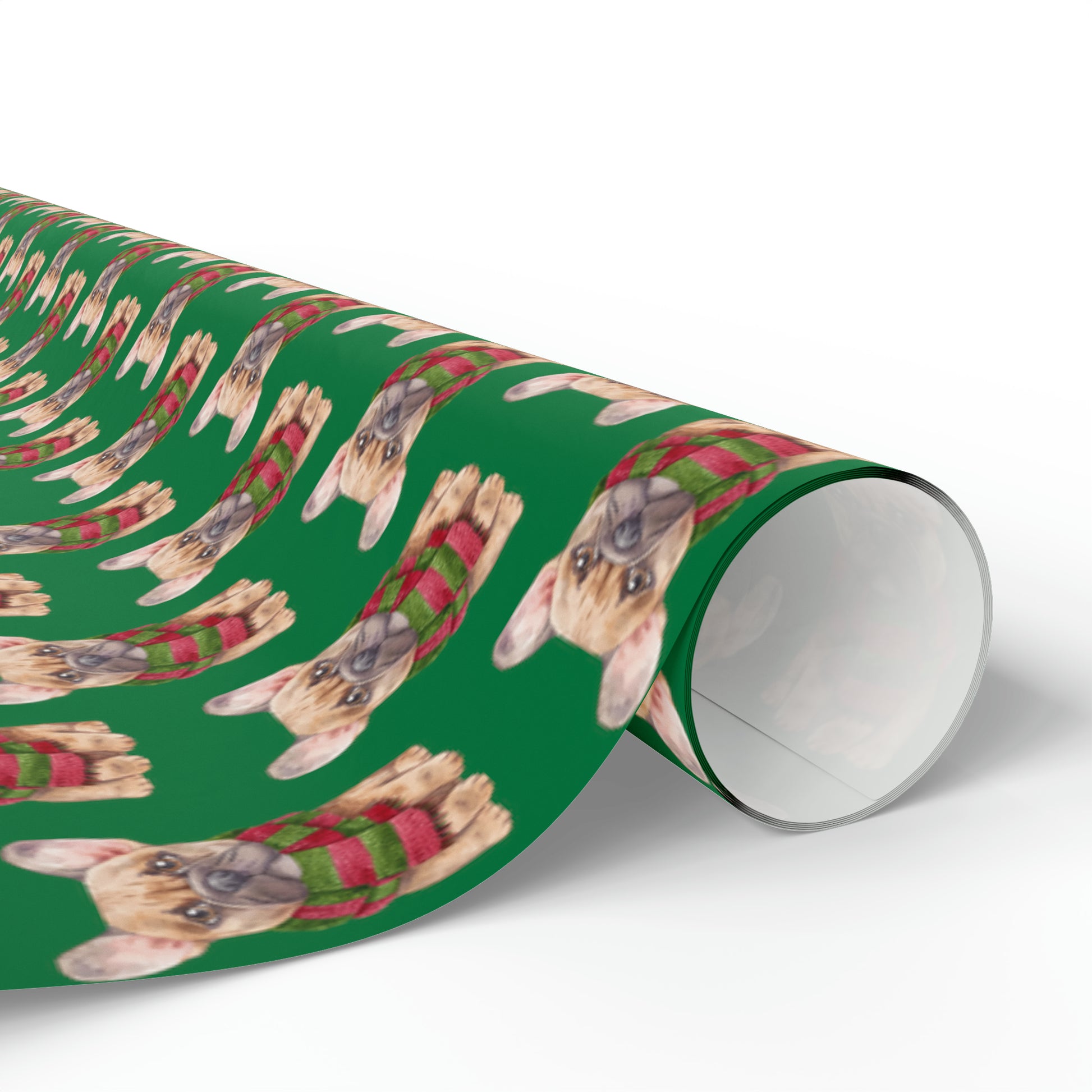 New Sizes: French Bulldog (Frenchie) Green Wrapping Paper - Finleys Online